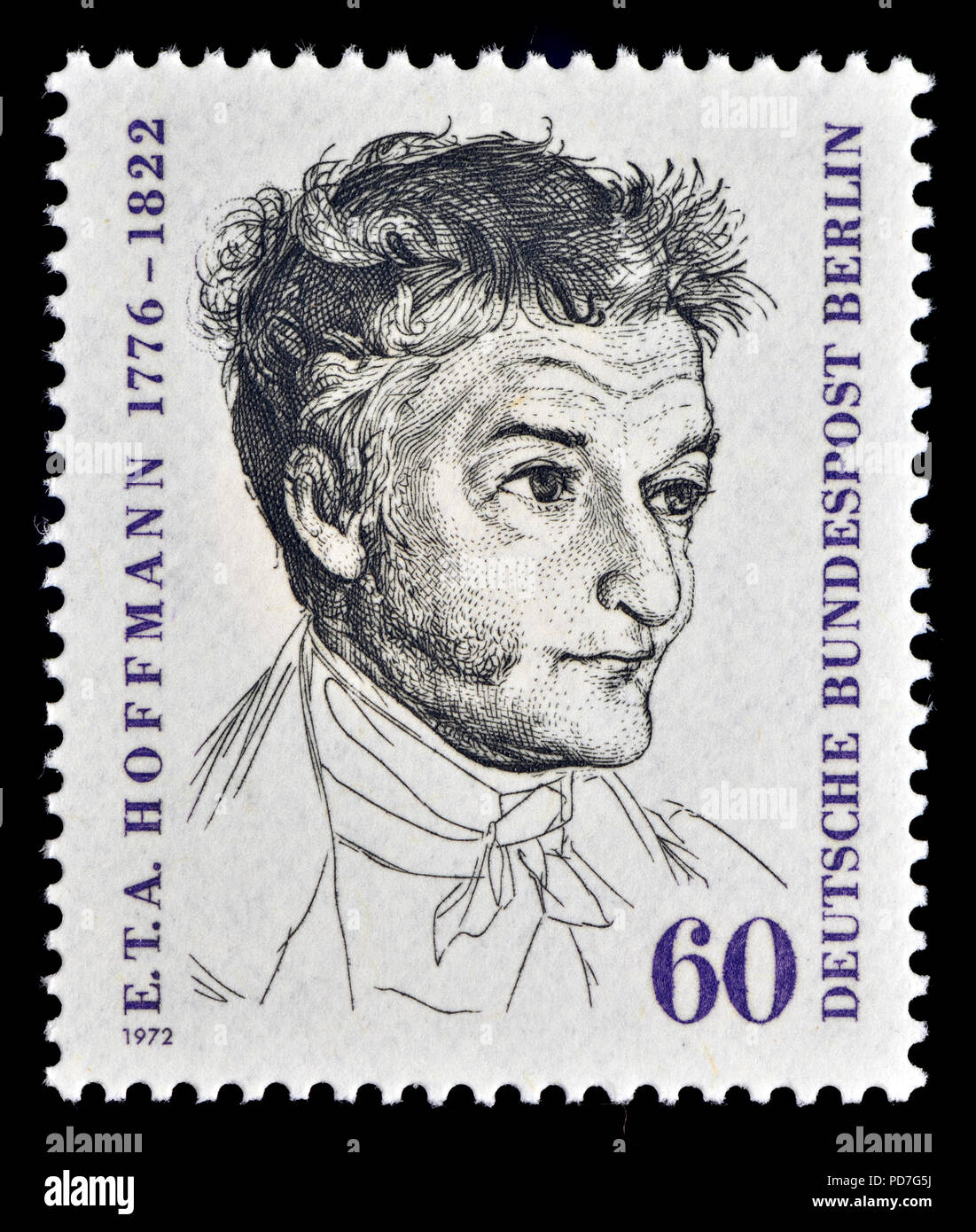 Il tedesco francobollo (Berlino: 1972) : E. T. A. Hoffmann (Ernst Theodor Amadeus Hoffmann: 1776 - 1822) romantica prussiano autore di fantasy e gotico h Foto Stock