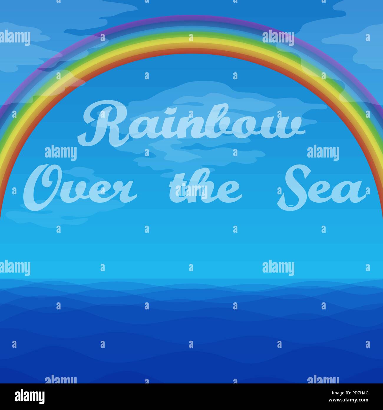 Paesaggio, Rainbow e mare Illustrazione Vettoriale