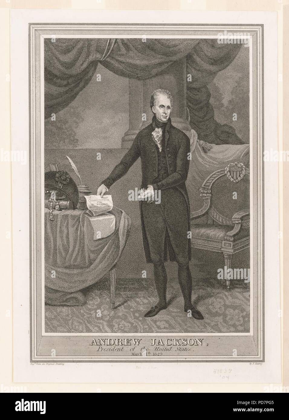 Andrew Jackson, presidente degli Stati Uniti, 4 marzo 1829 - eng'd. da un disegno originale di F. Kearny. Foto Stock