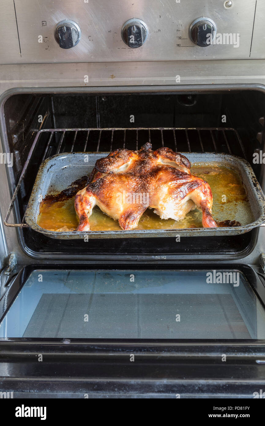 Il pollo cotto in forno. Foto Stock