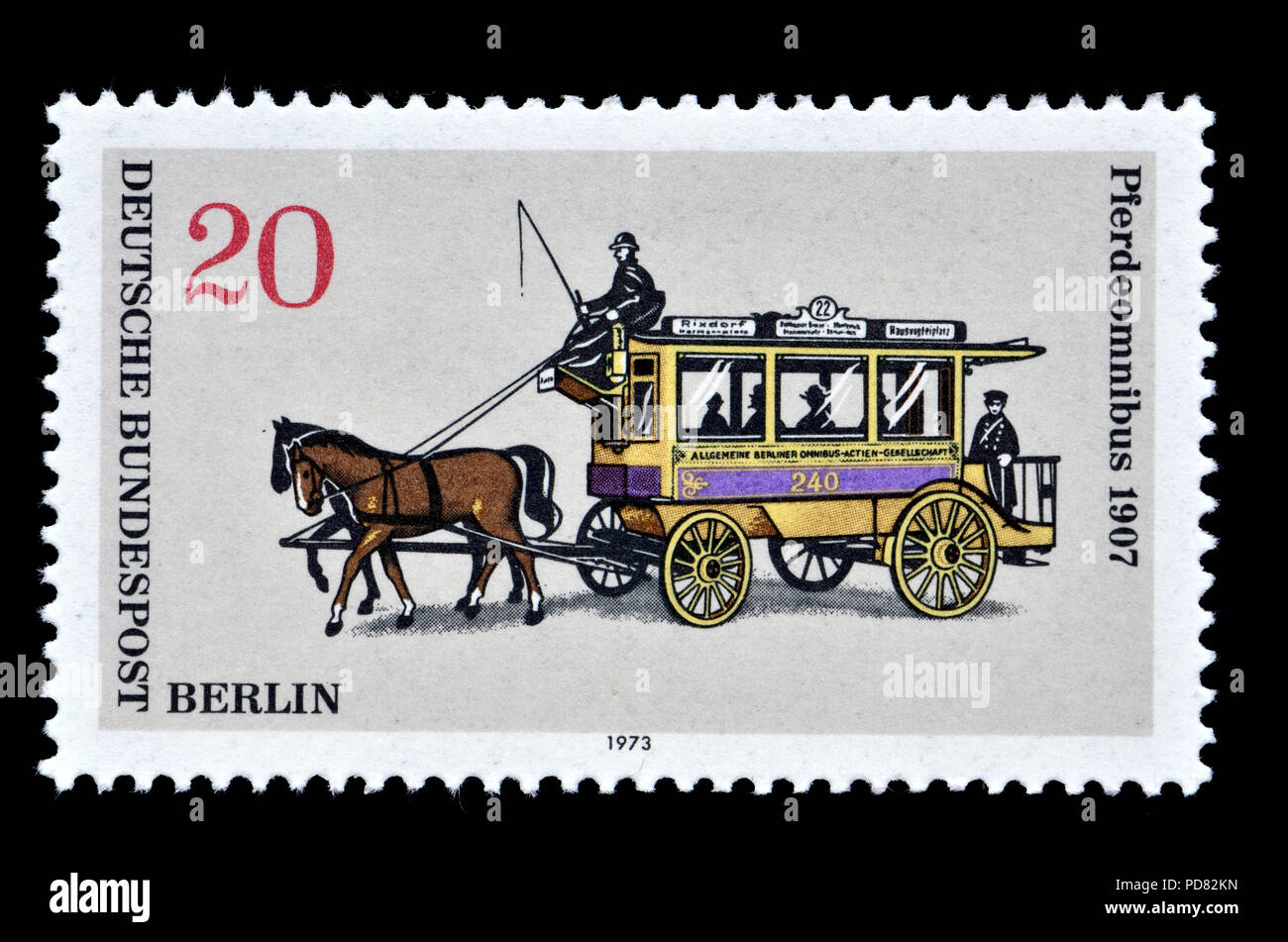 Il tedesco francobollo (Berlino: 1973) : A cavallo il omnibus 1907 Foto Stock