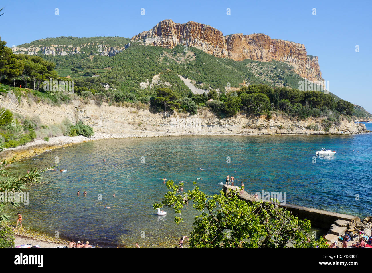 Il Corton Bay e il Capo Canaille, Cassis, Bouches-du-Rhône, Francia Foto Stock