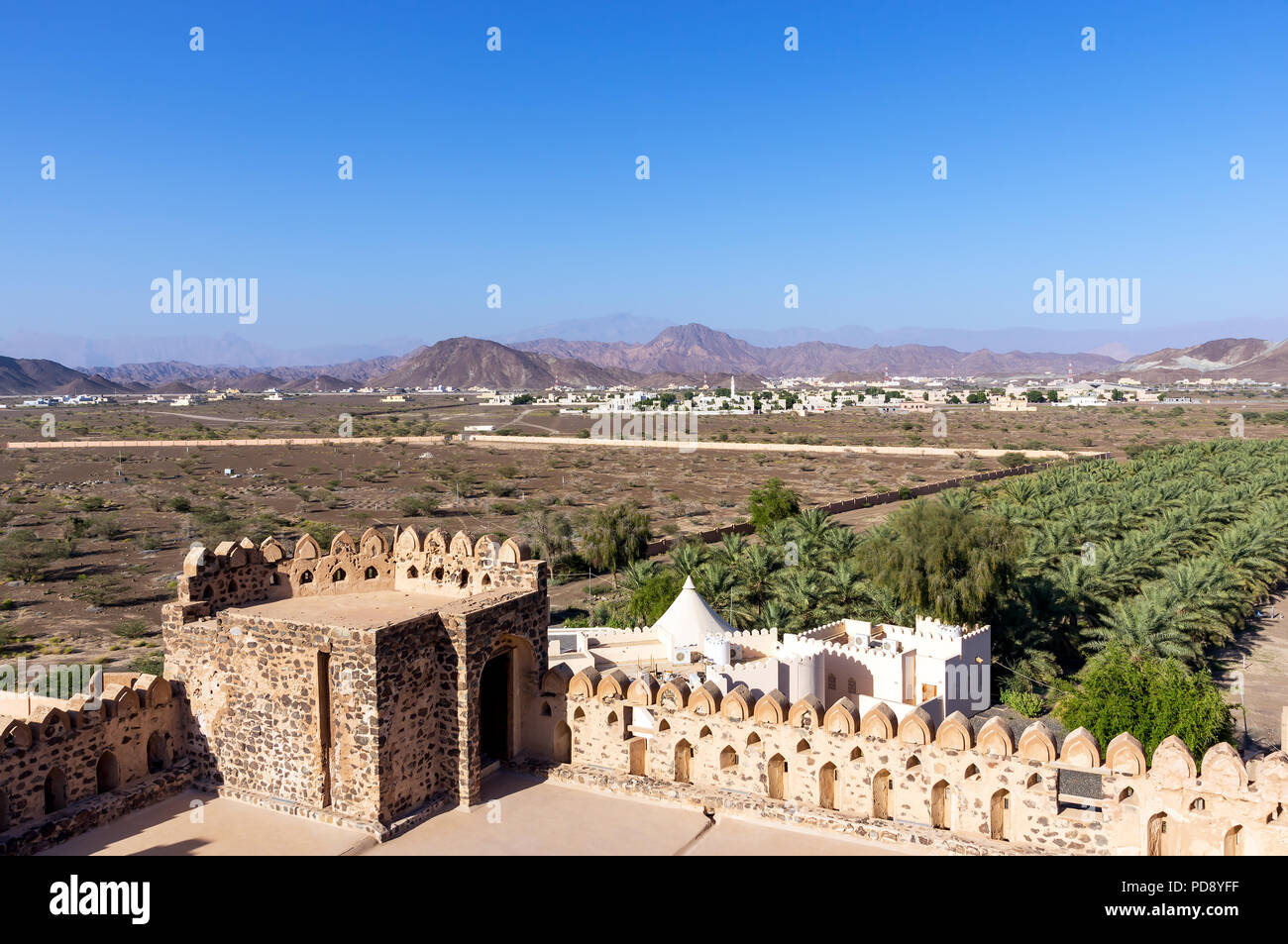 Paesaggio dal Castello Jabreen - Oman Foto Stock