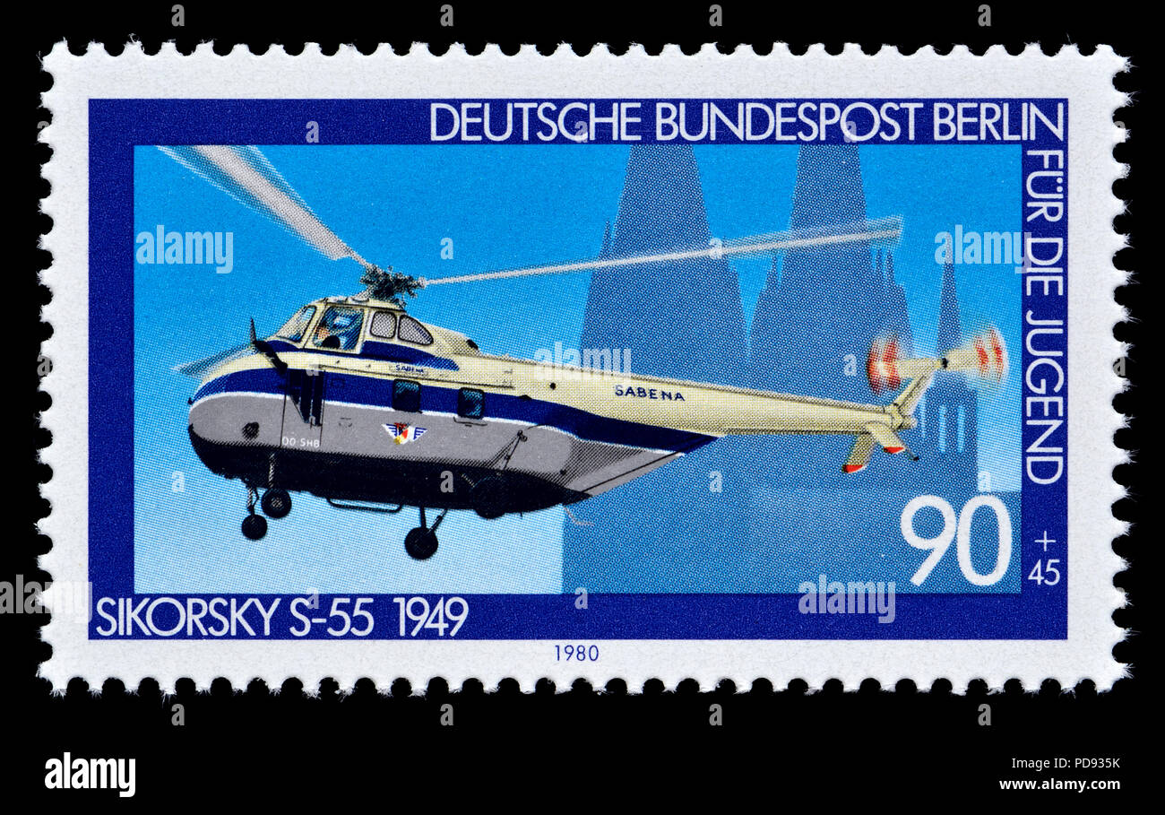 Il tedesco francobollo (Berlino 1980) : Sikorsky S-55 elicottero (1949) Foto Stock