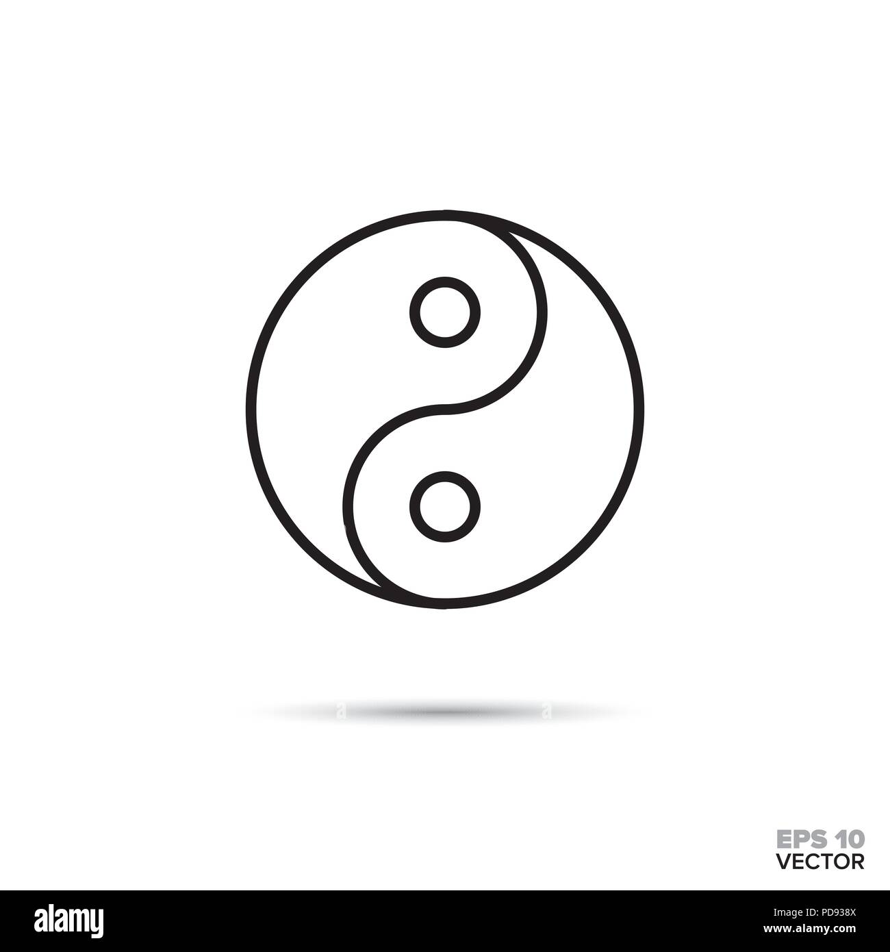 Yin e Yang linea del vettore icona. Zen, la meditazione e l'armonia simbolo. Illustrazione Vettoriale