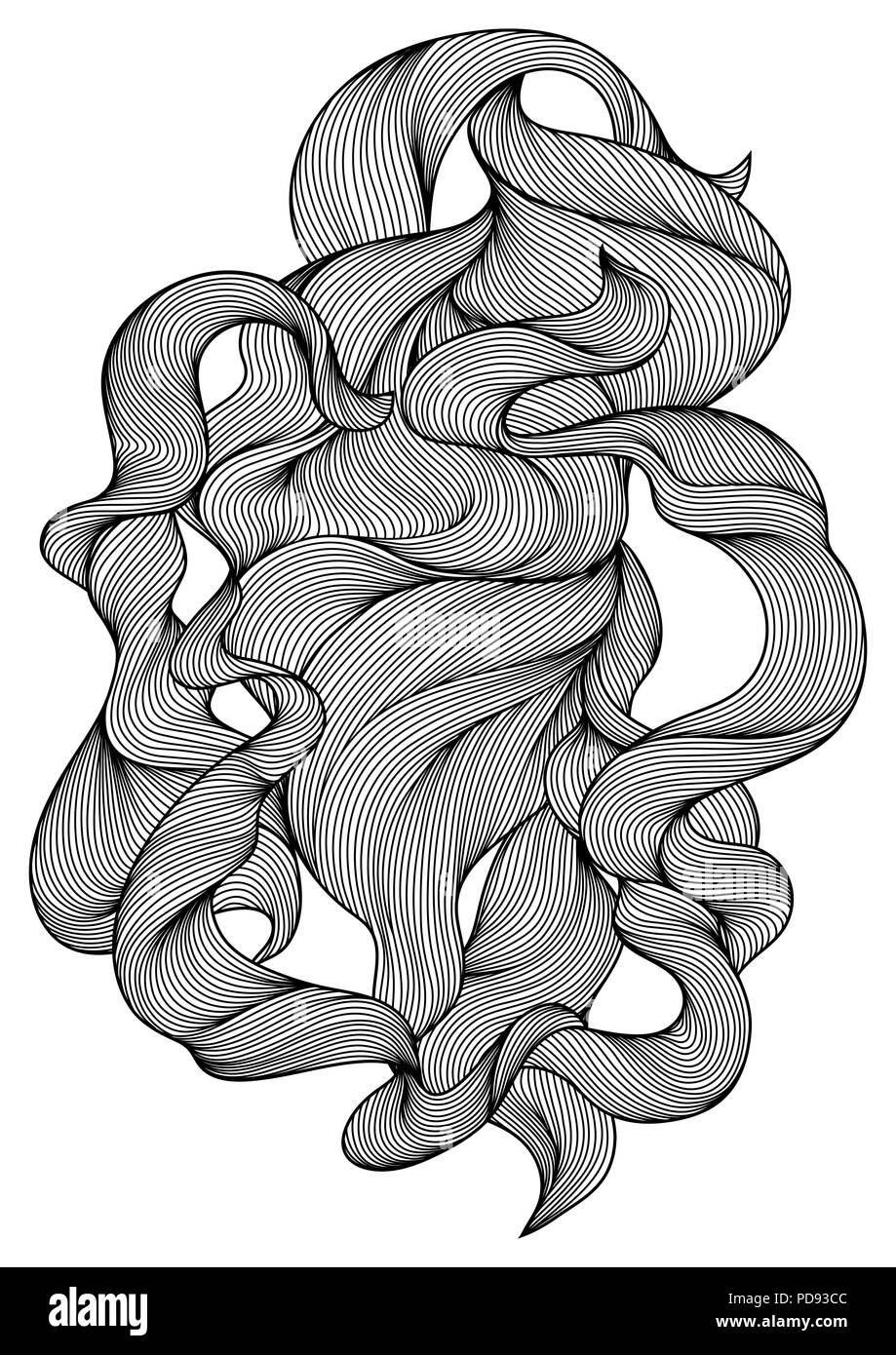 Design con onda riccioli di linea. Illustrazione Vettoriale