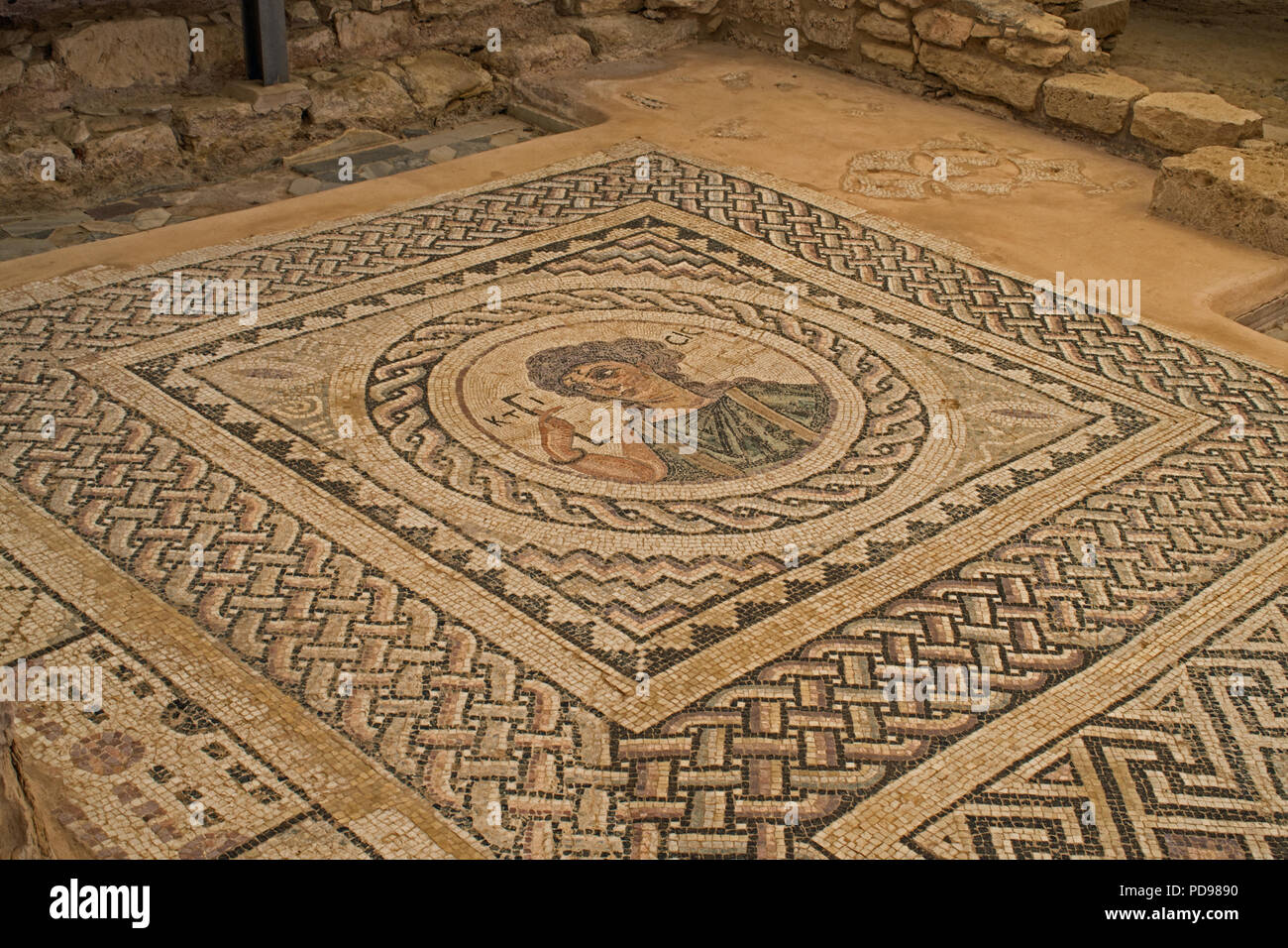Mosaico di Ktisis, Kourion Foto Stock