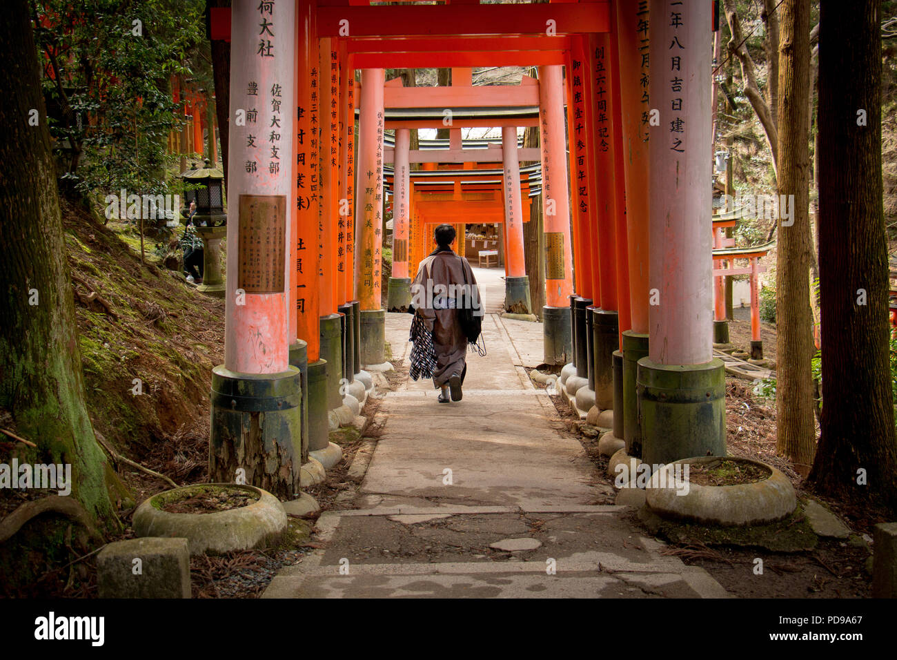 Kyoto, Giappone - Febbraio 2017: Fushimi Inari Taisha con persone Foto Stock