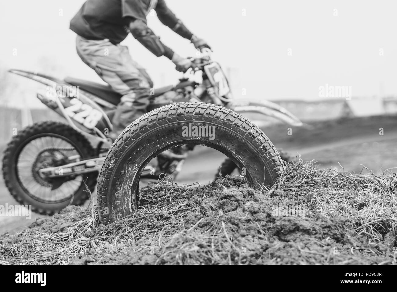 Pneumatico sul sport track sul motocross Foto Stock