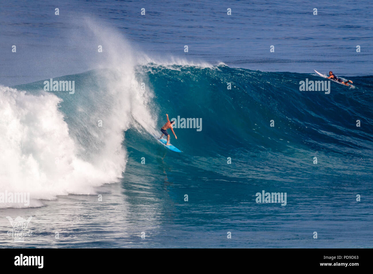 Surfer carving un'onda. Sport estremi. Stile di vita. Bali, Indonesia. Foto Stock