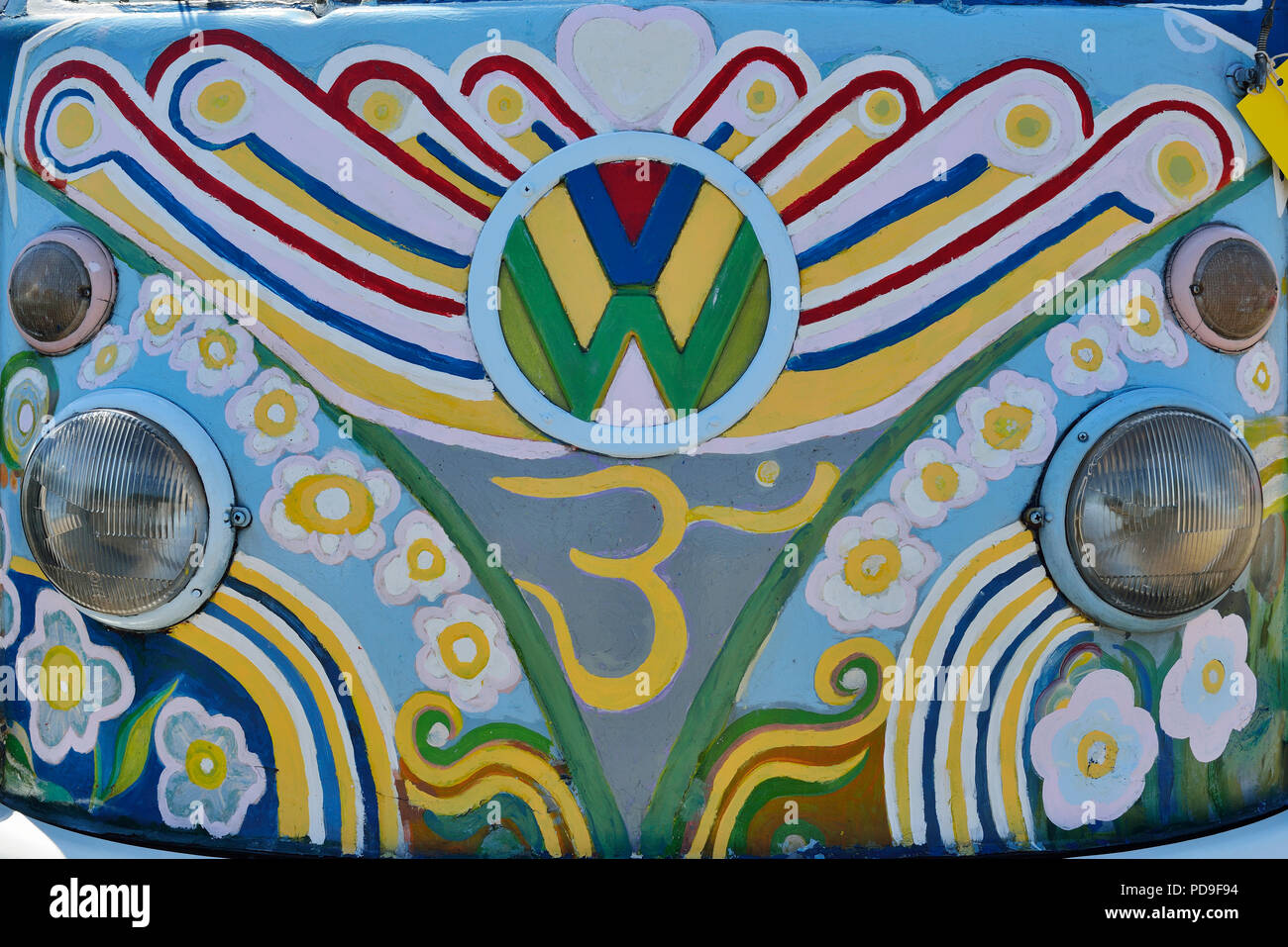 Hippie VW campervan, England, Regno Unito Foto Stock