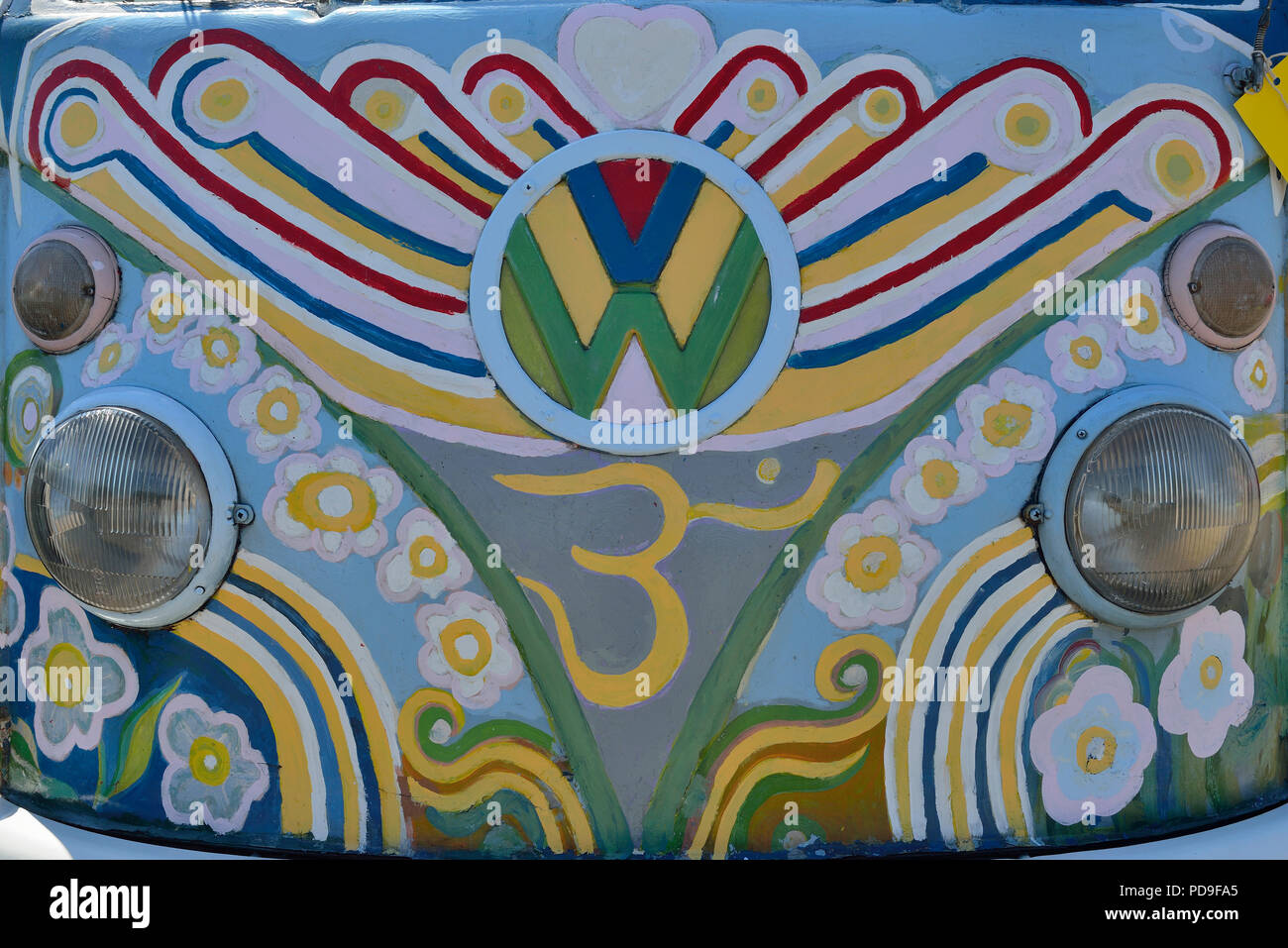 Hippie VW campervan, England, Regno Unito Foto Stock