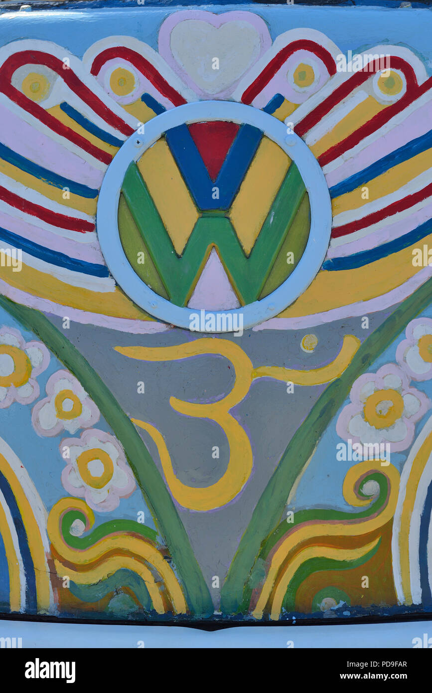 Hippie VW campervan, England, Regno Unito Foto Stock