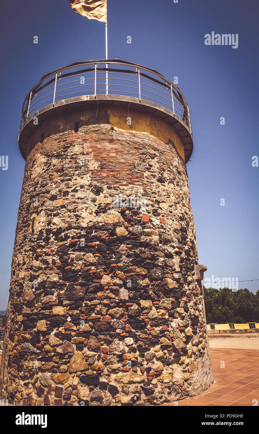Torre del Castell nella città di Malgrat de Mar, Spagna Foto Stock