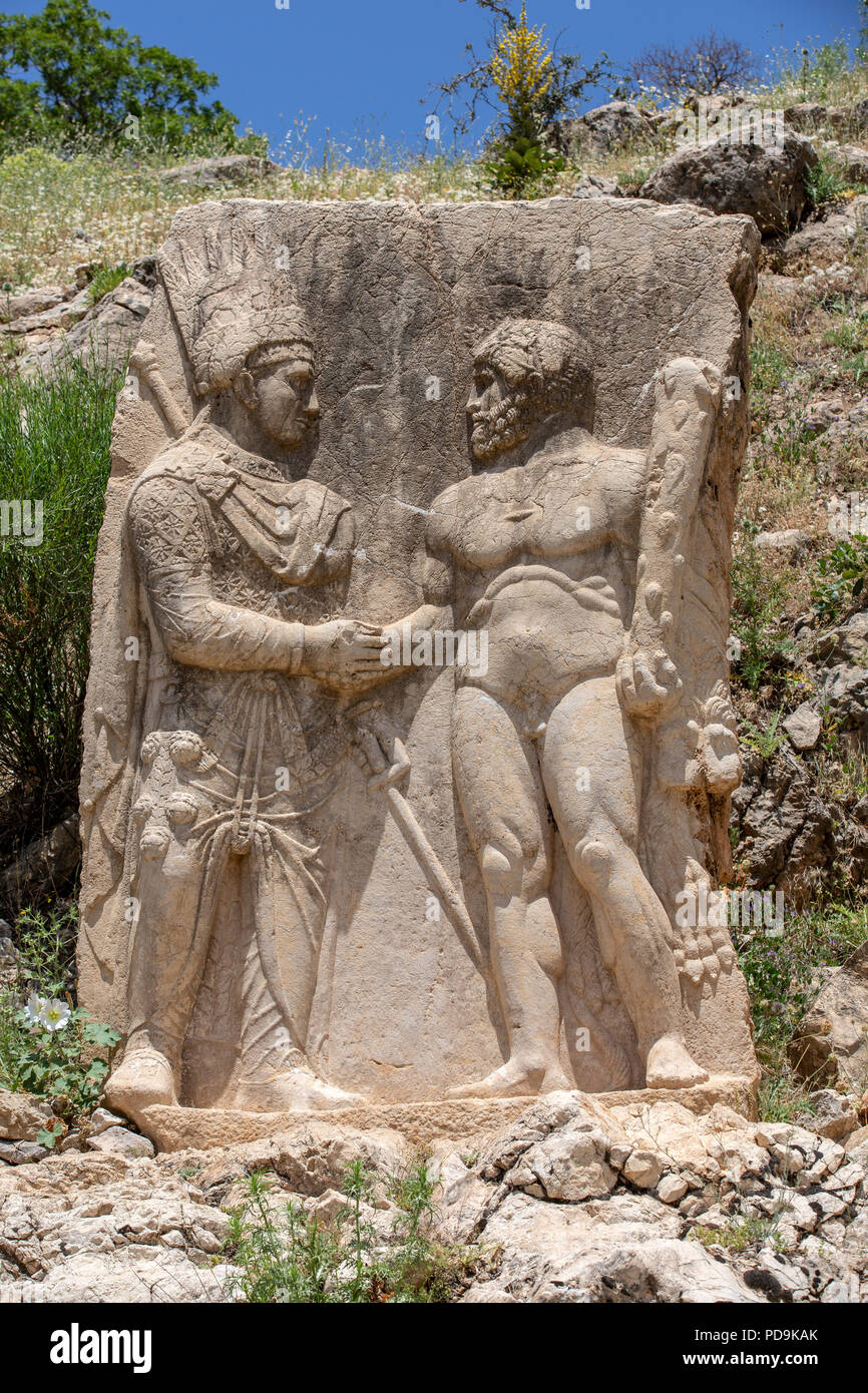 Arsameia antica città in Adiyaman, Turchia. Foto Stock