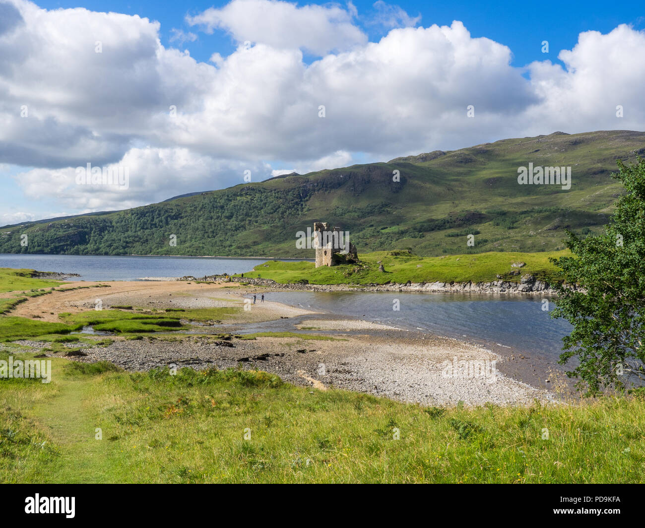 Ardvreck Castle e Loch Assynt, Scozia Foto Stock