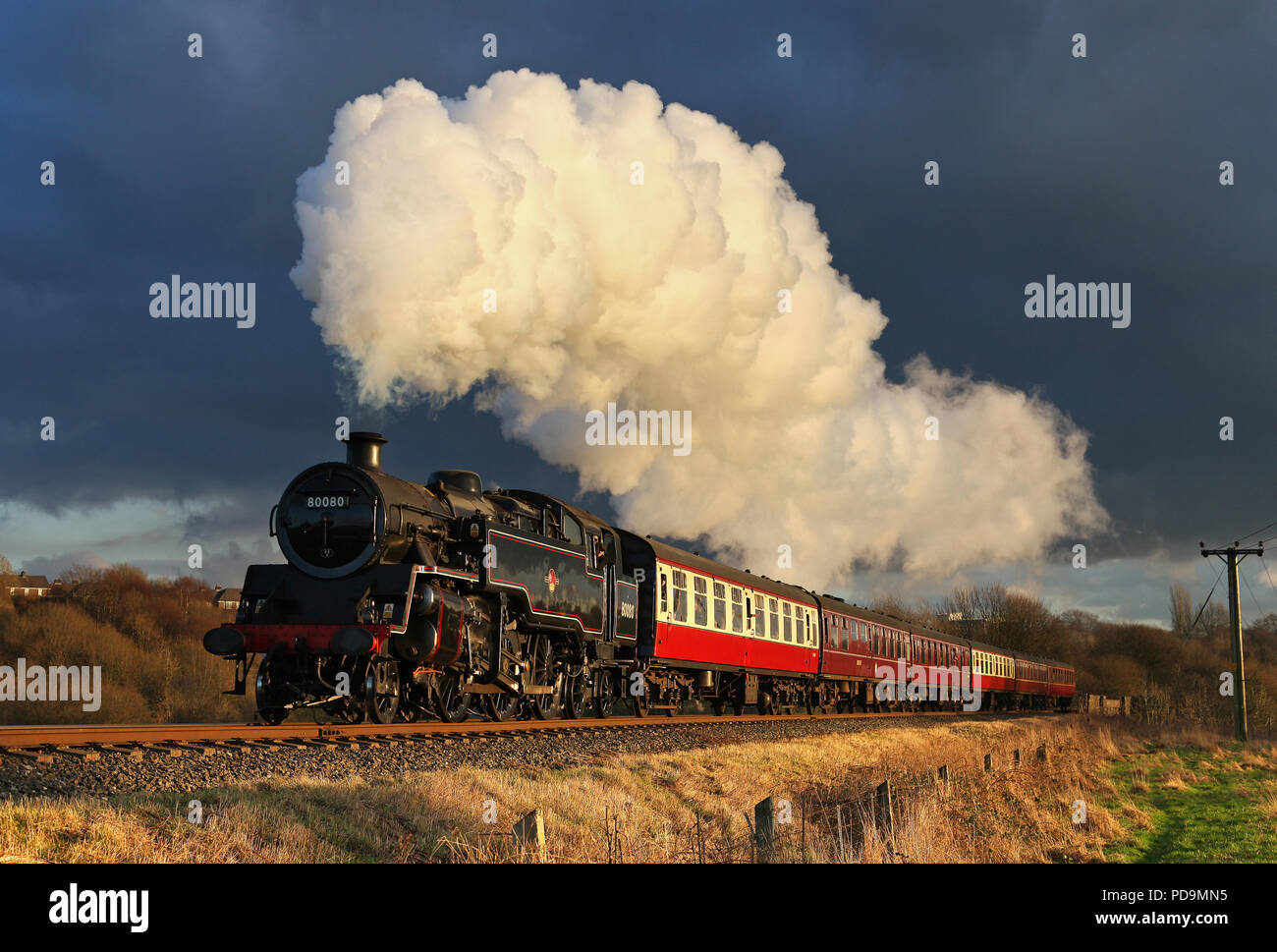 80080 passa le bave sulla East Lancs 19.1.14 Ferroviarie Foto Stock