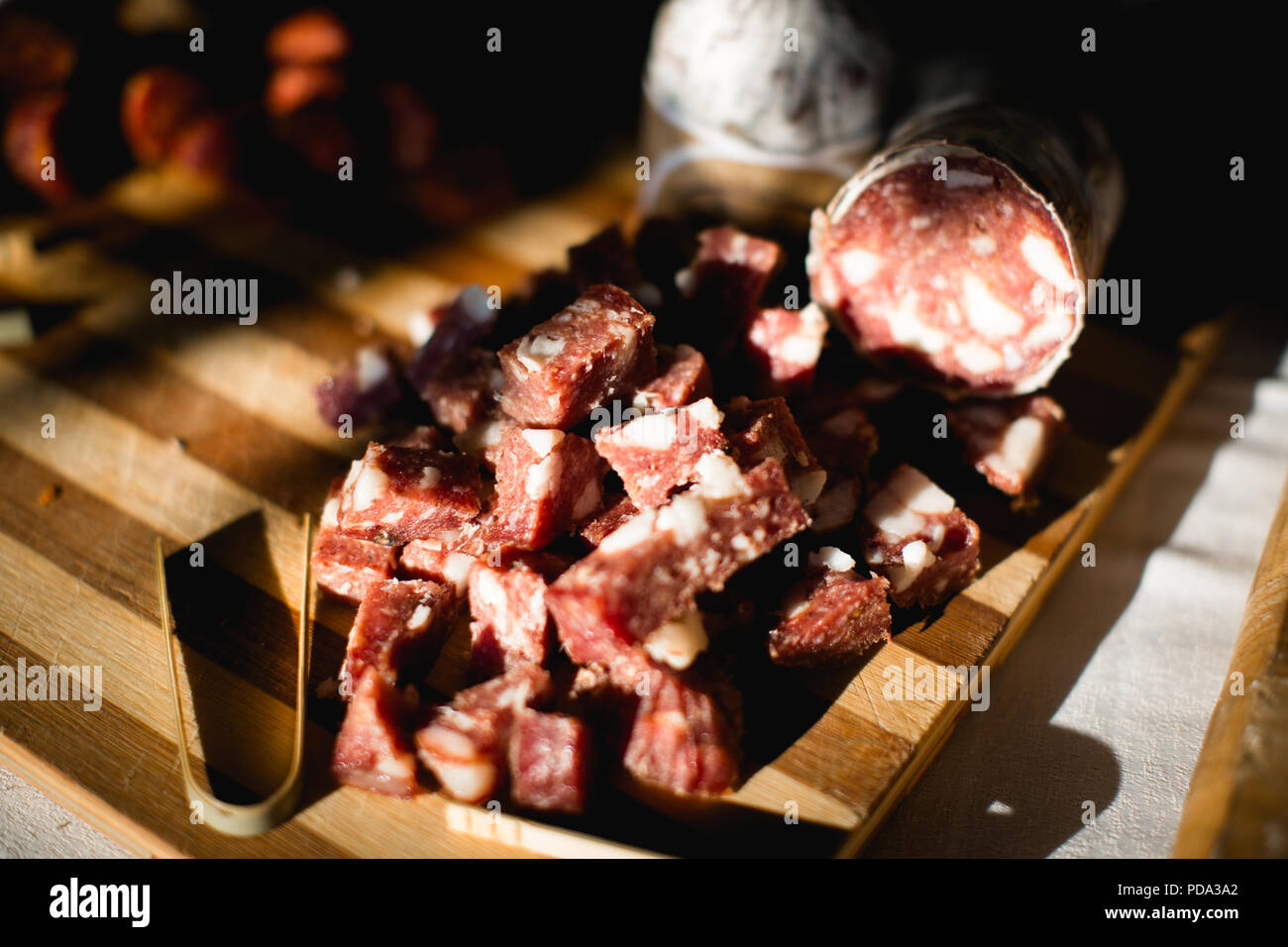 Tradizionali salumi italiani stabilite per il pranzo a buffet Foto Stock