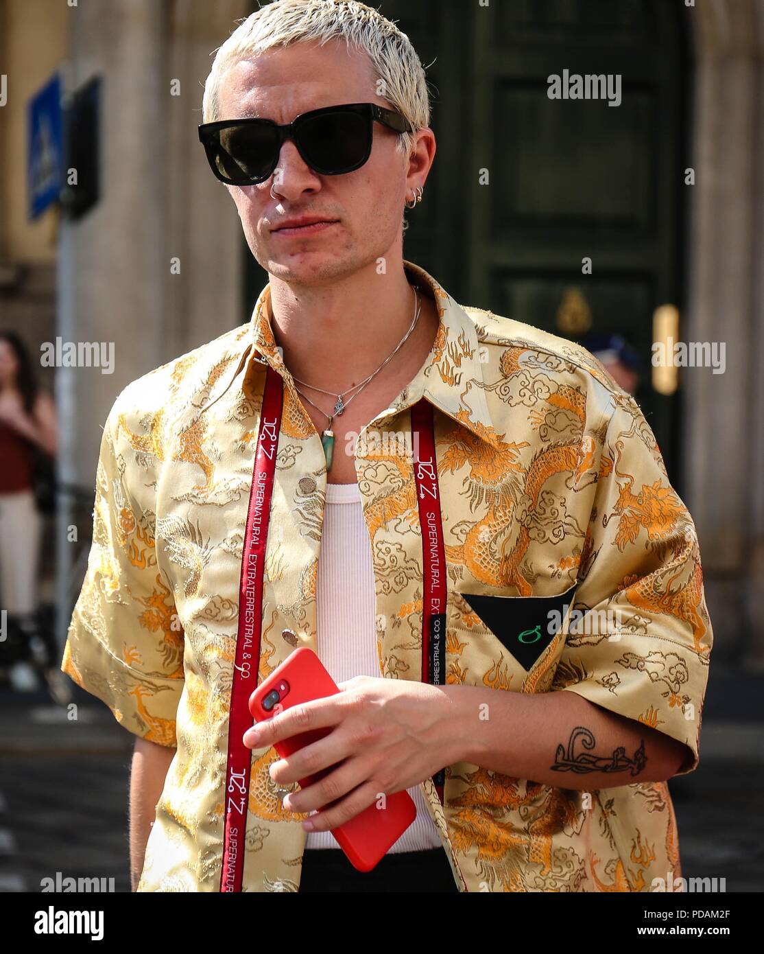 Milano, Italia. 17 Giugno, 2018. Gary Armstrong sulla strada durante la settimana della moda di Milano. Credito: Mauro Del Signore/Pacific Press/Alamy Live News Foto Stock