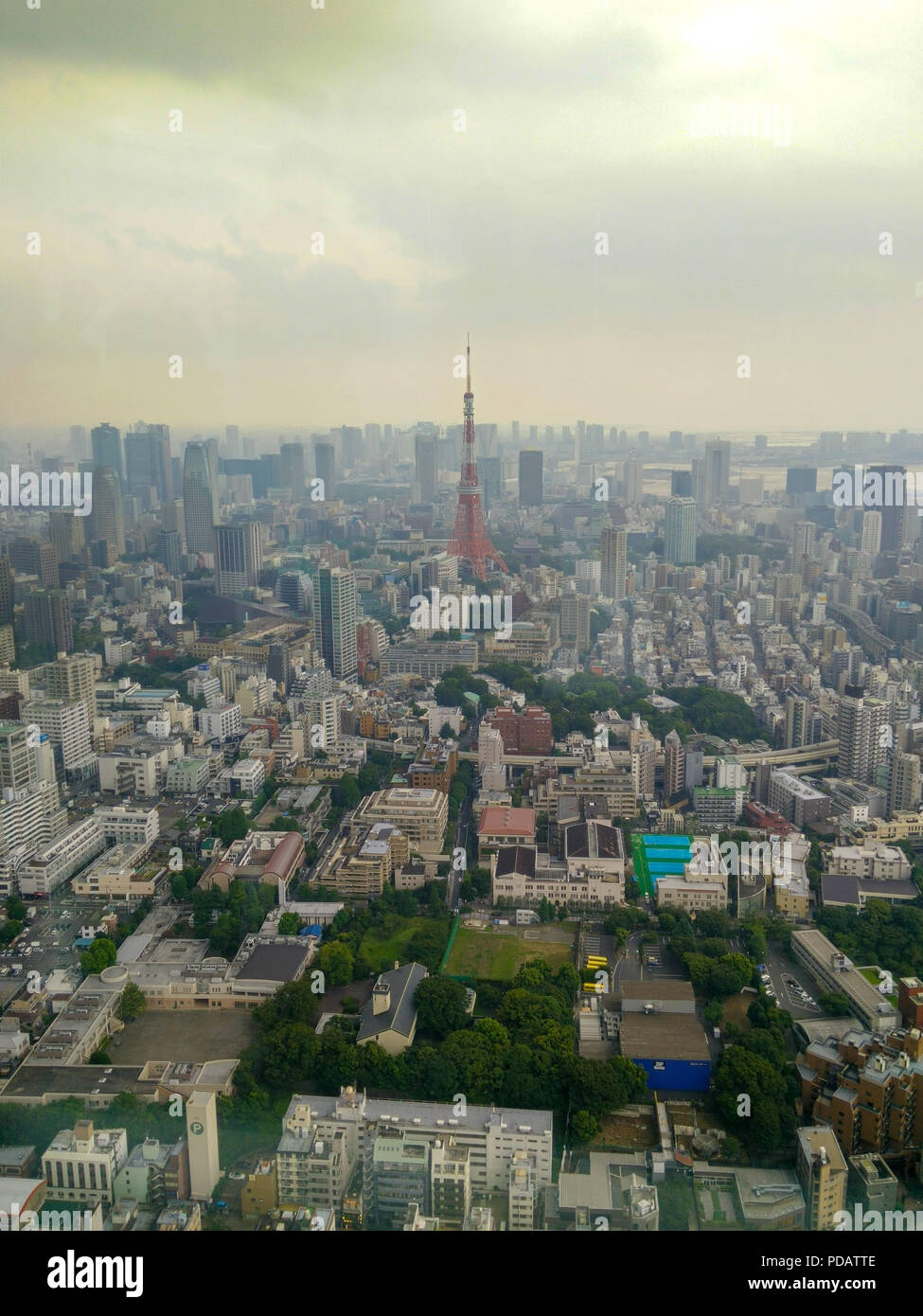 Lo skyline di Tokyo in un giorno nuvoloso Foto Stock