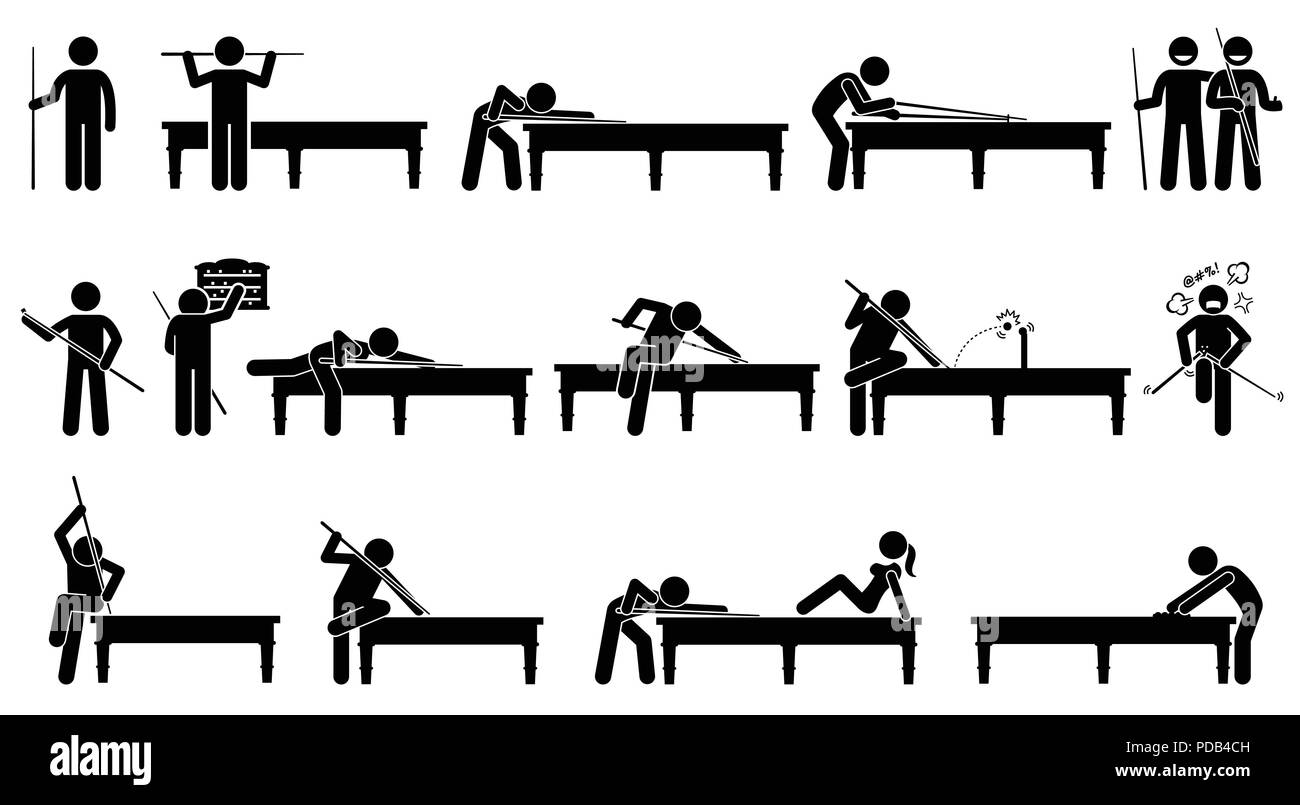 Professional snooker giocatore giocare sul tavolo. Illustrazione Vettoriale