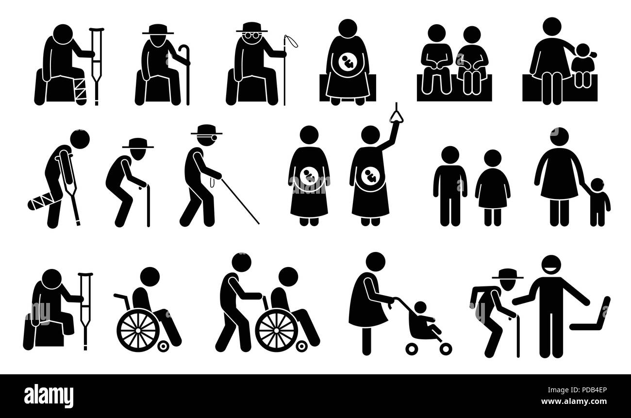 Sede privilegiata per le persone in stato di necessità. Illustrazione Vettoriale