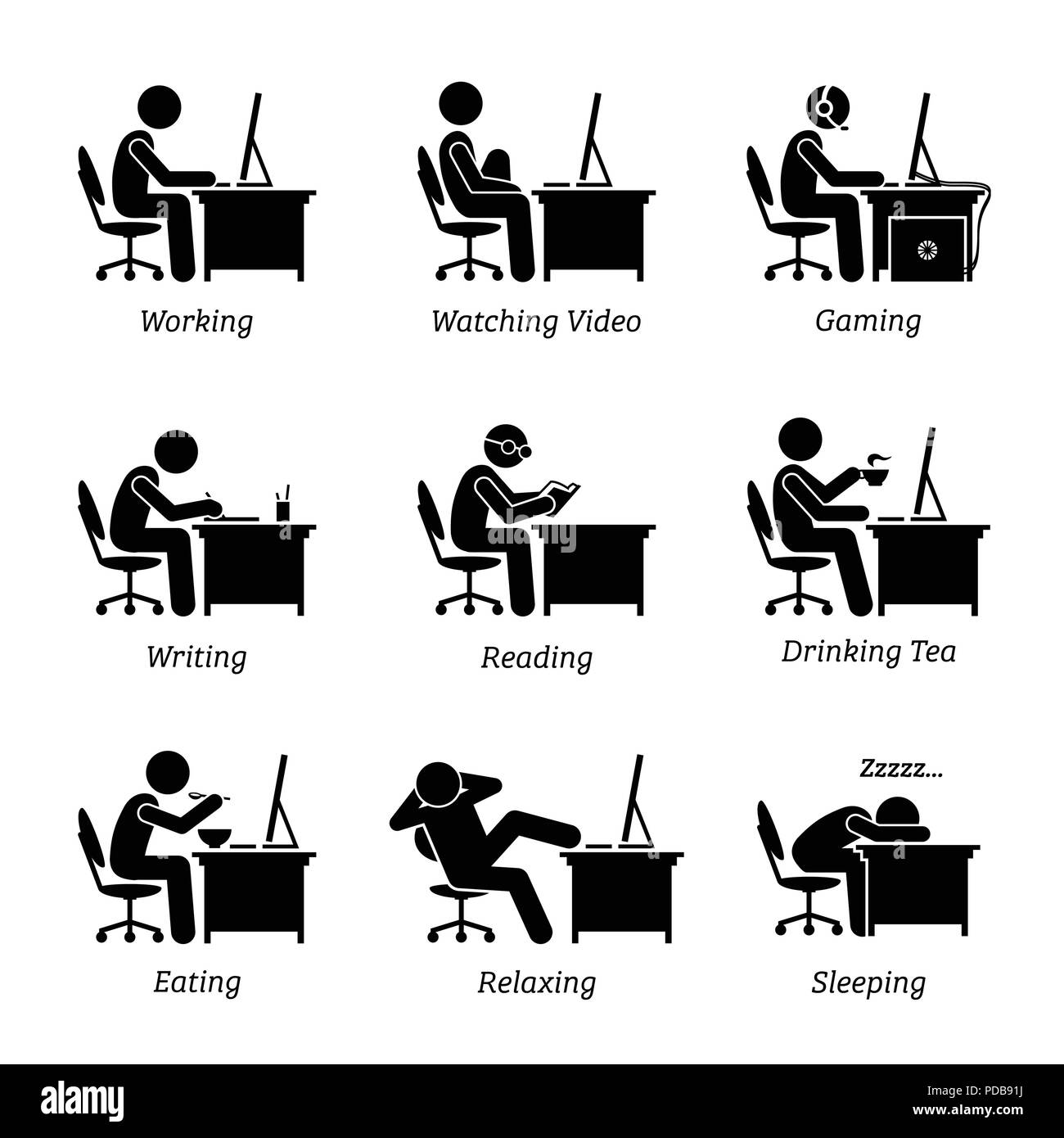 Dirigenti che lavorano davanti a un computer a Office Workplace. Illustrazione Vettoriale