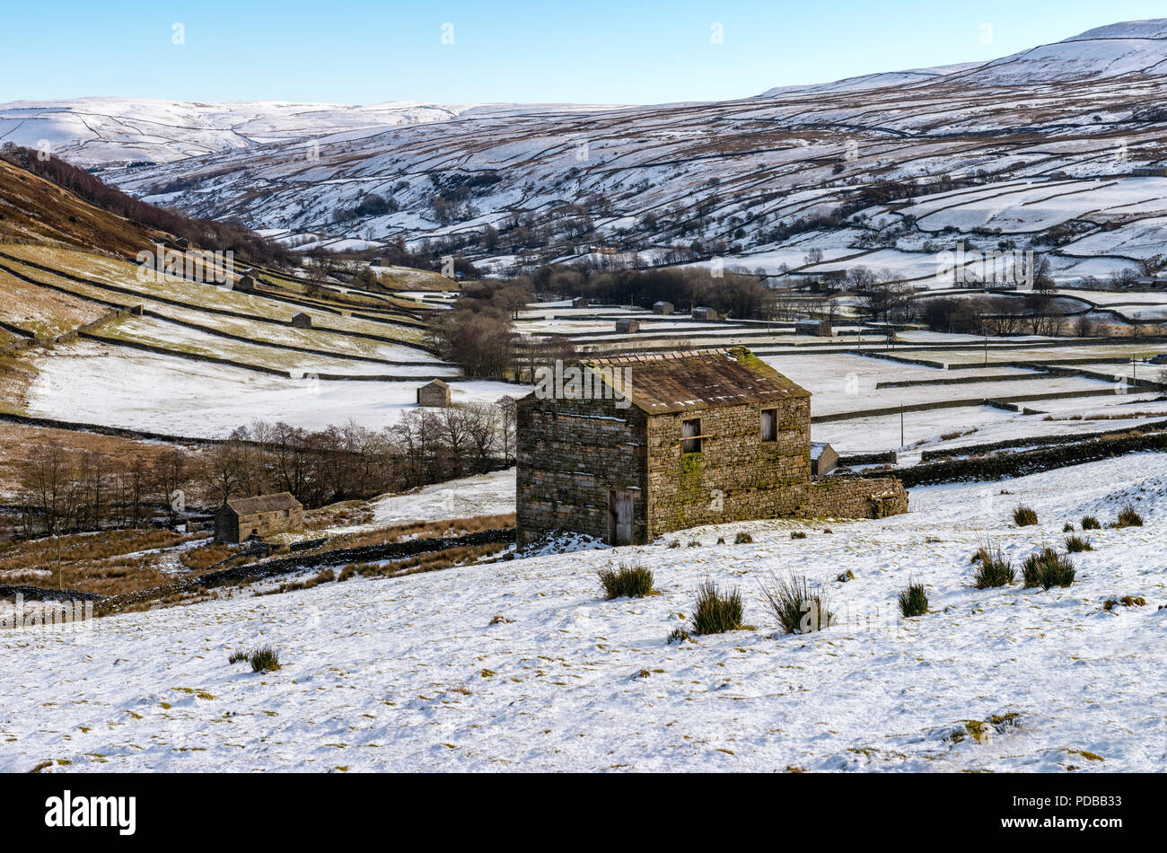 I fienili, Thwaite vicino Muker in Swaledale Foto Stock