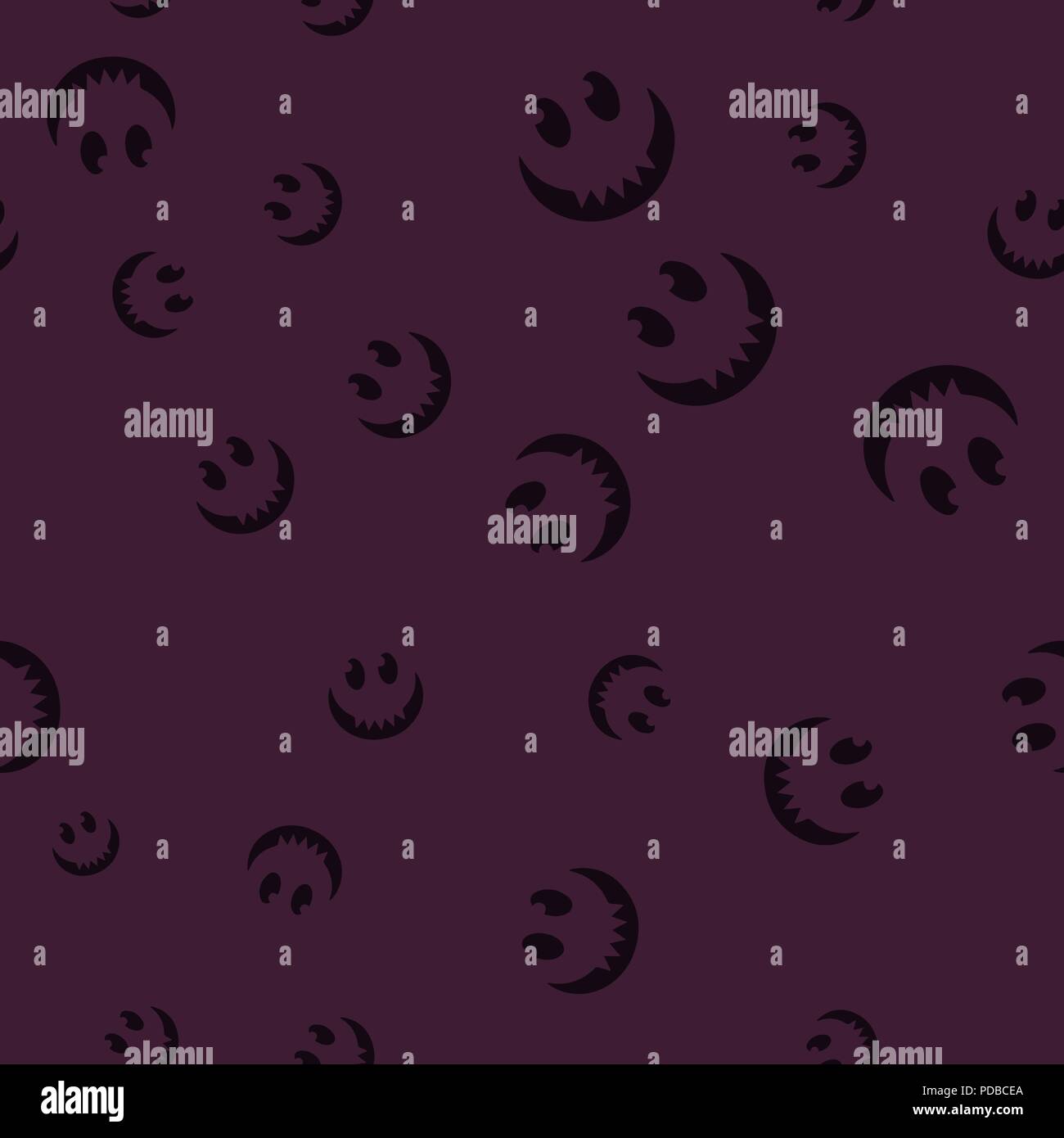 Faccia sorridere Halloween seamless pattern. Illustrazione Vettoriale. Sfondo di colore viola. Tutti i Santi Eve. Illustrazione Vettoriale