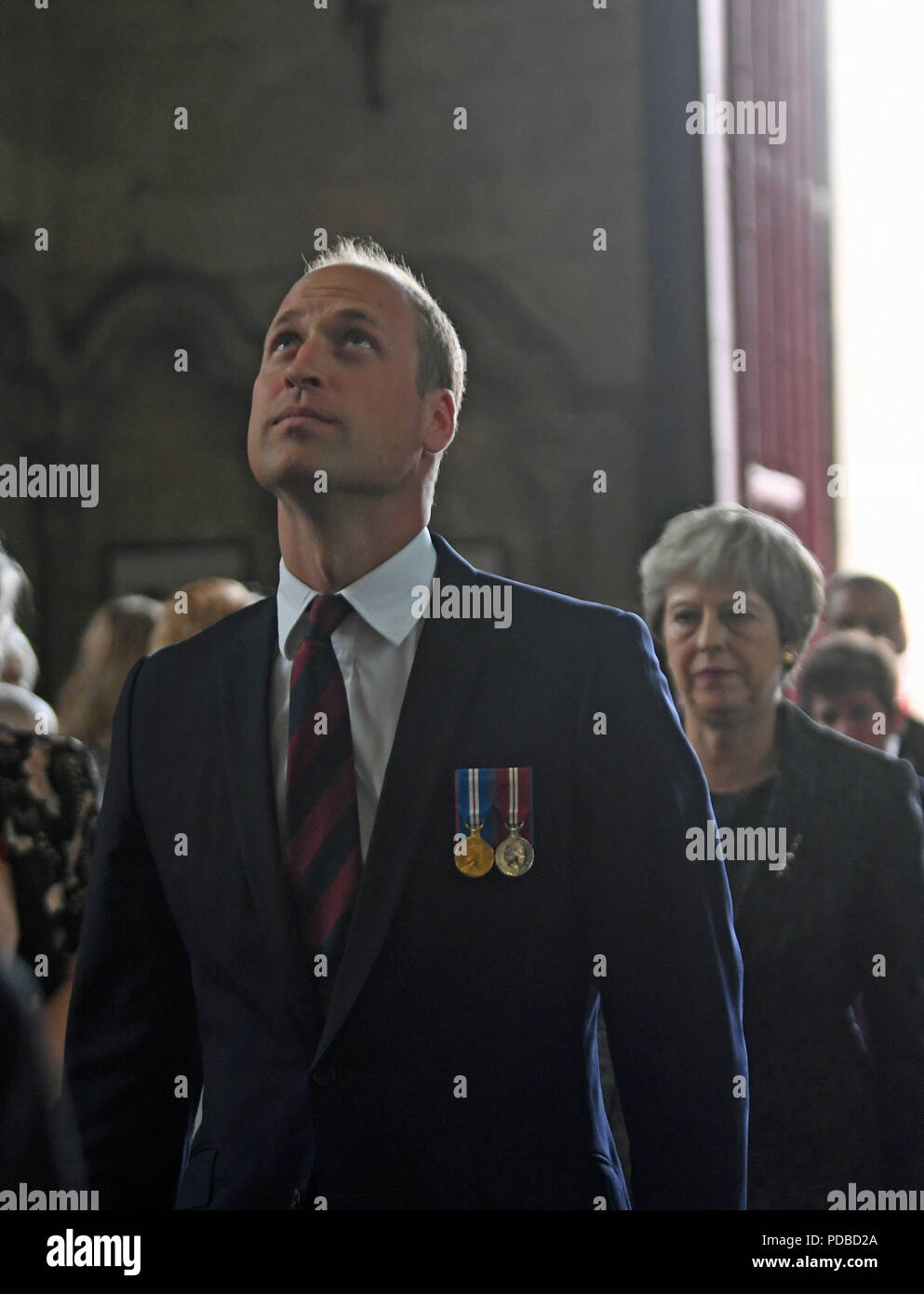 Il Duca di Cambridge e il Primo Ministro Theresa può arrivare alla Cattedrale di Amiens, Francia, per partecipare ad un servizio per il centenario della battaglia di Amiens e la successiva "Cento giorni offensivo' che era un punto decisivo nella Prima Guerra Mondiale. Foto Stock