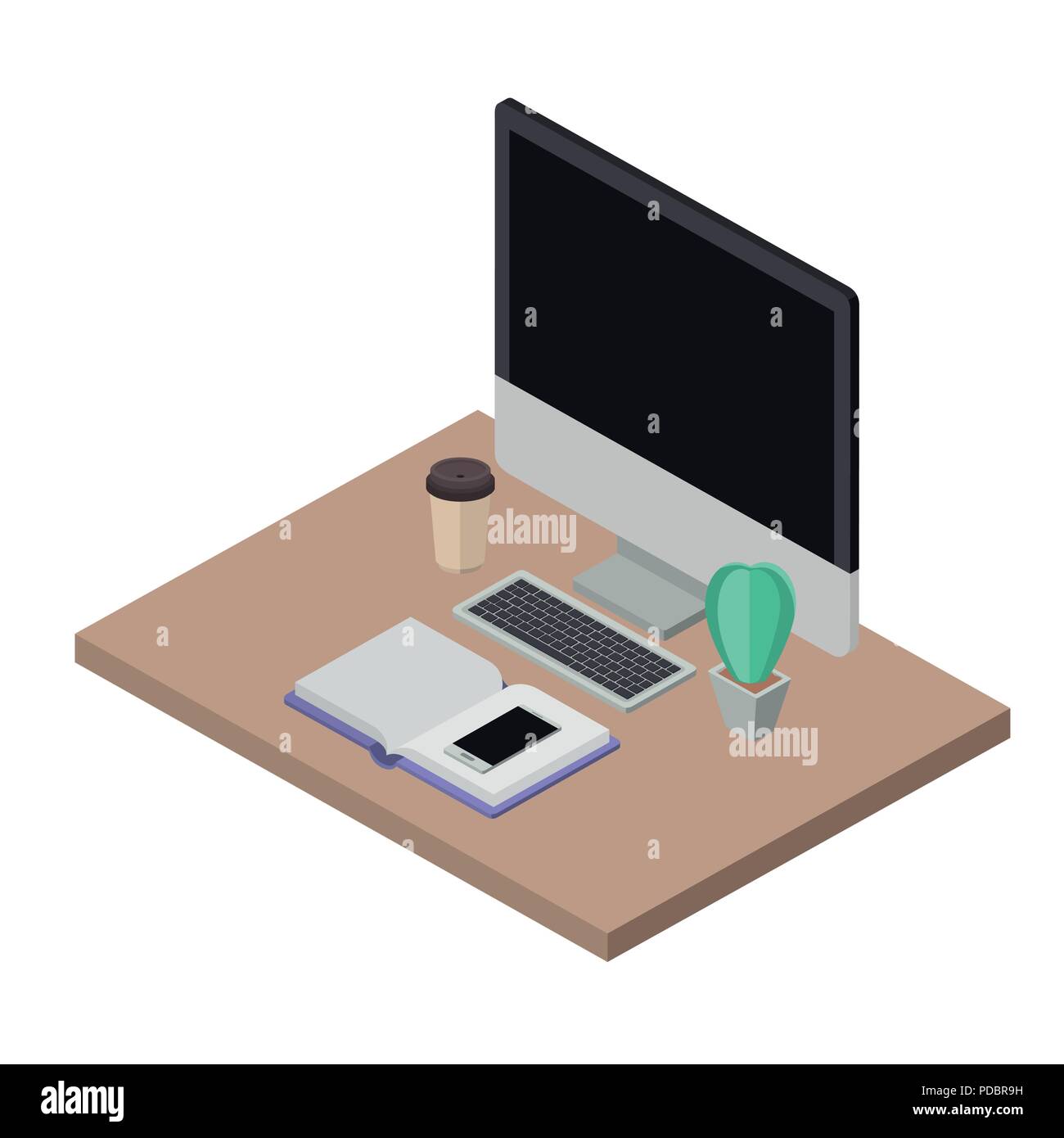 Elementi di lavoro icone isometrics Illustrazione Vettoriale