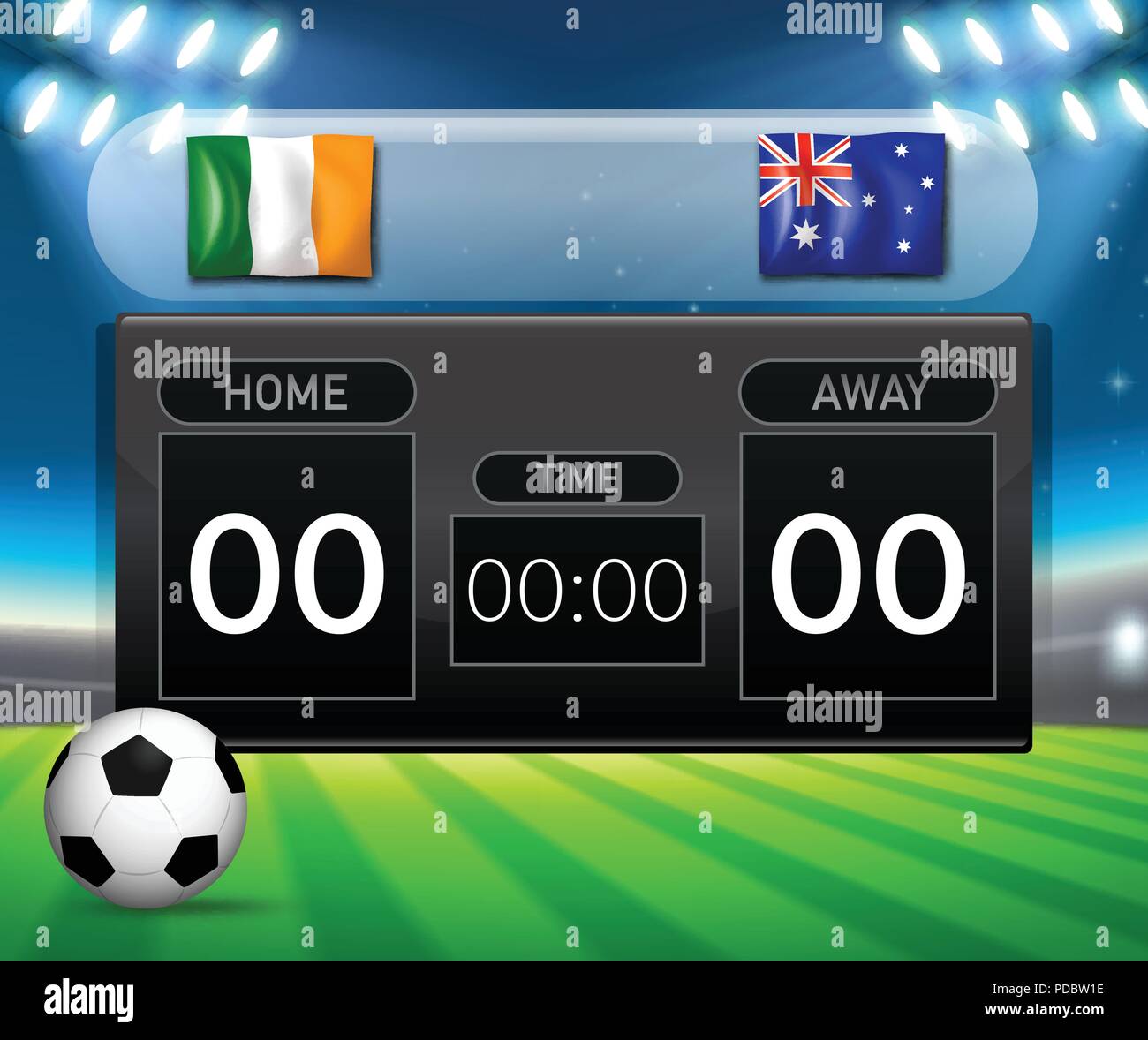 Irlanda vs Australia scheda punteggio illustrazione Illustrazione Vettoriale