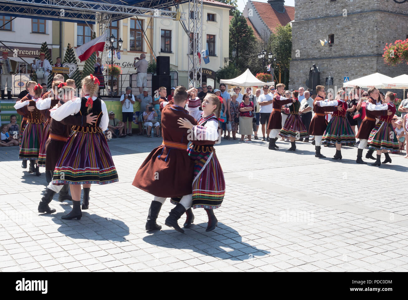 Il cinquantacinquesimo Beskidy Montanari " Settimana della Cultura 29.07- 06.08.2018 . Sfilano per le strade di Żywiec in Polonia 04.08.2018 Foto Stock