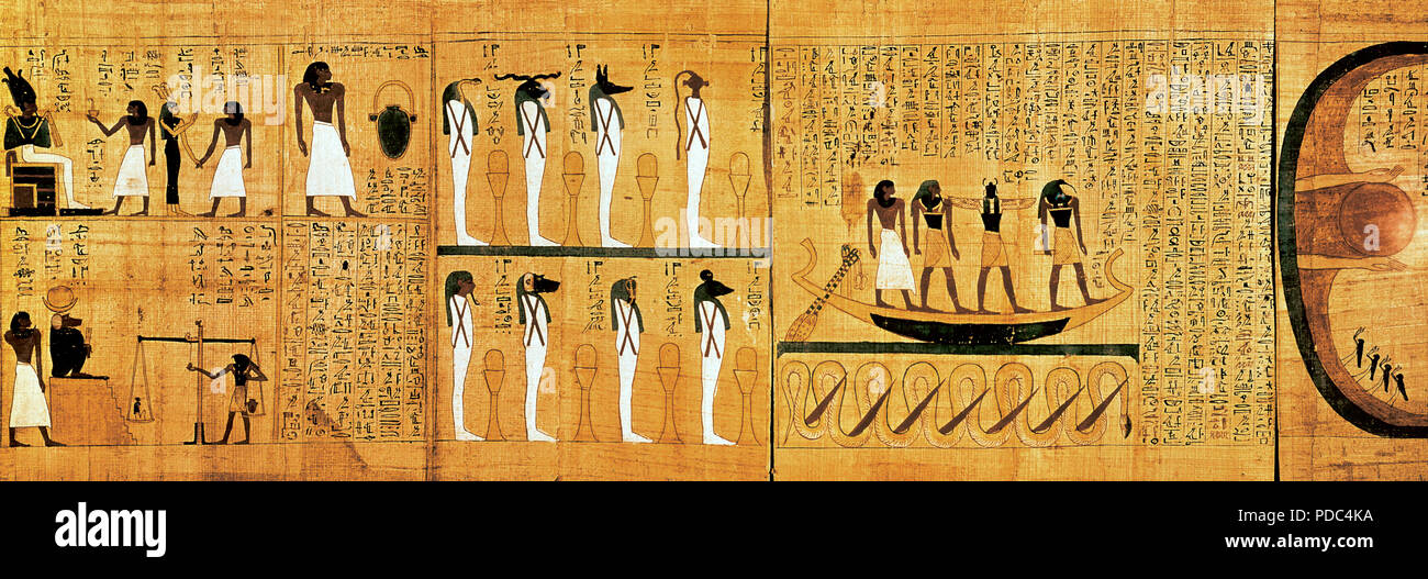 Frammento di un Papiro funerario del V dinastia del Libro dei Morti. Antico Regno (2636-2155 a.C.). Il museo del Louvre. Parigi, Francia. Foto Stock