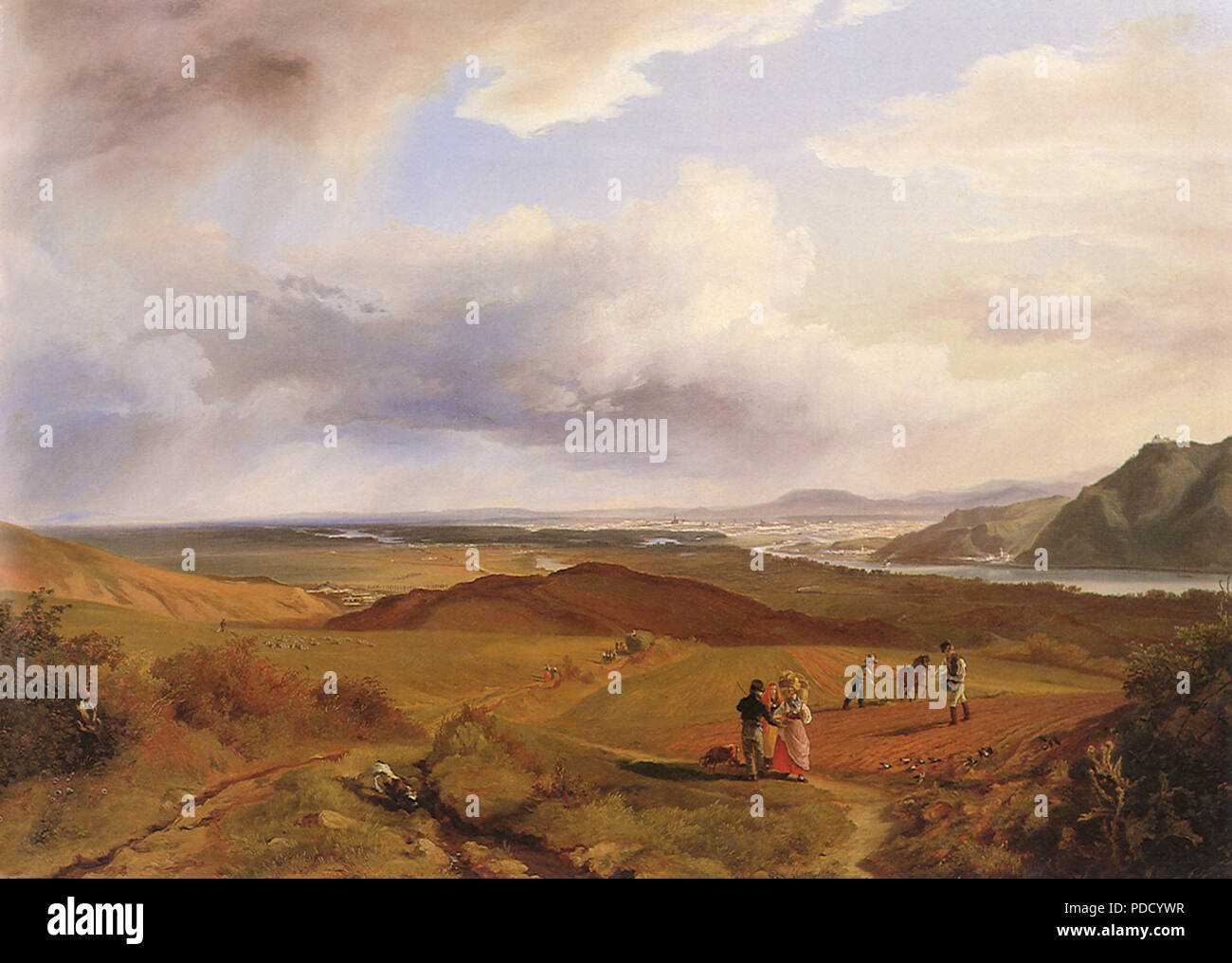 Vista di Vienna dal Bisamberg, Loos, Friedrich, 1845. Foto Stock