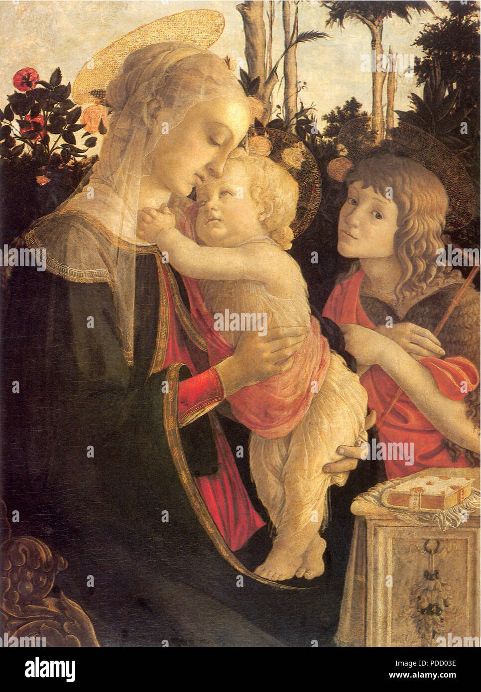 Vergine con Bambino e Giovanni Battista, Botticelli, Sandro, . Foto Stock