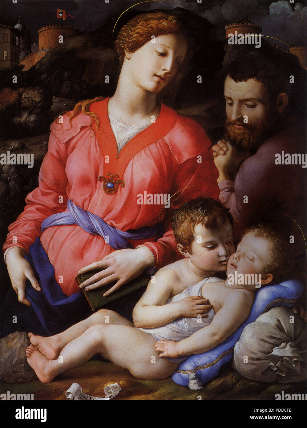 La Santa Famiglia, Bronzino, Agnolo, . Foto Stock