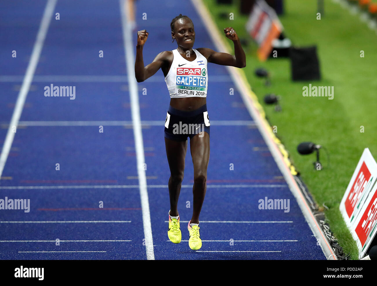 Israele Salpeter Chemtai Lonah vince l'oro nel femminile 10.000m Final durante il giorno due del 2018 Campionato Europeo di Atletica presso lo Stadio Olimpico di Berlino. Stampa foto di associazione. Picture Data: Mercoledì 8 Agosto 2018. Vedere PA storia europei di atletica. Foto di credito dovrebbe leggere: Martin Rickett/filo PA. Restrizioni: solo uso editoriale, nessun uso commerciale senza previa autorizzazione Foto Stock