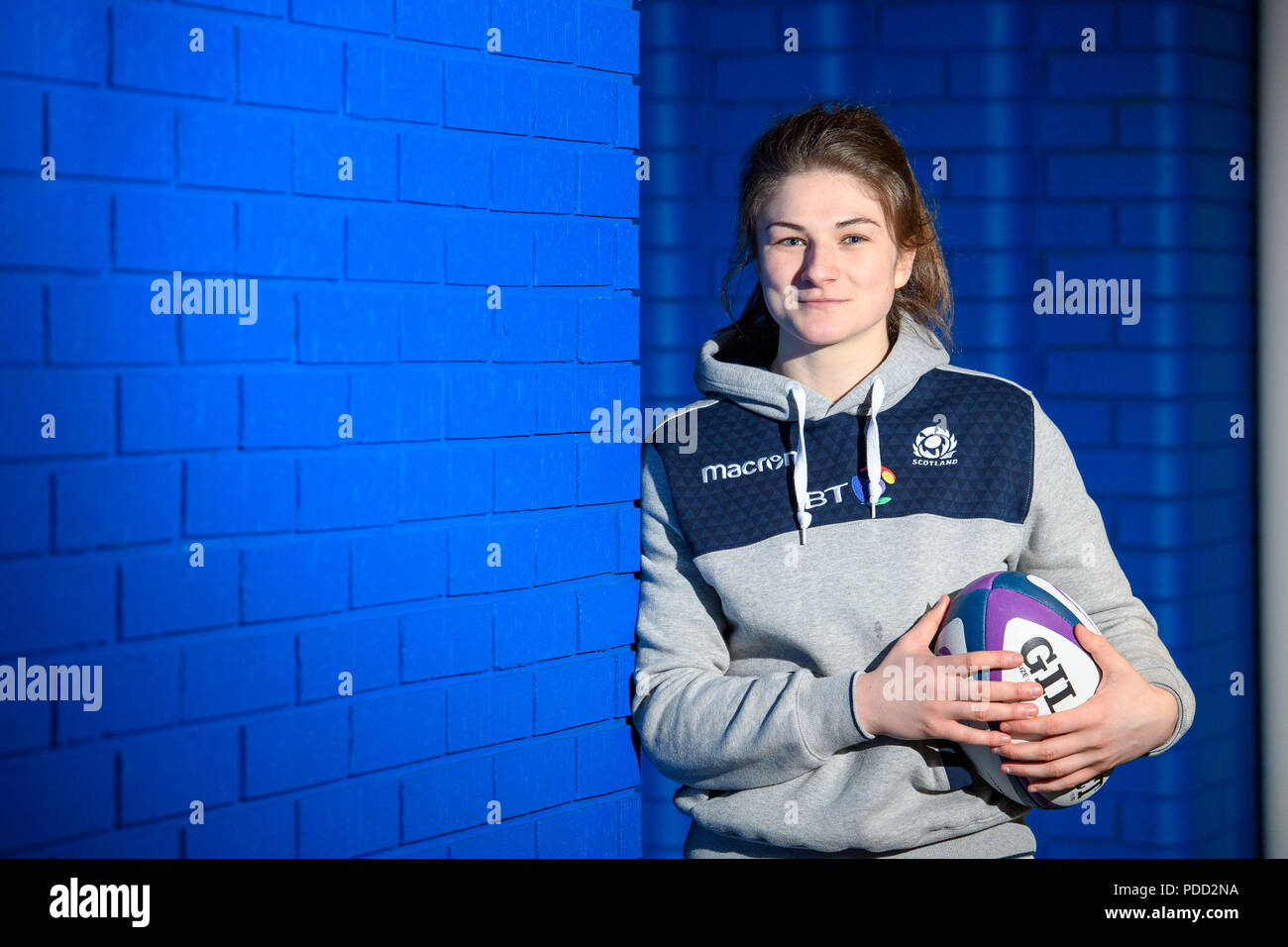 Scozia Rugby Helen Nelson a Oriam per l'intervista SOS Foto Stock