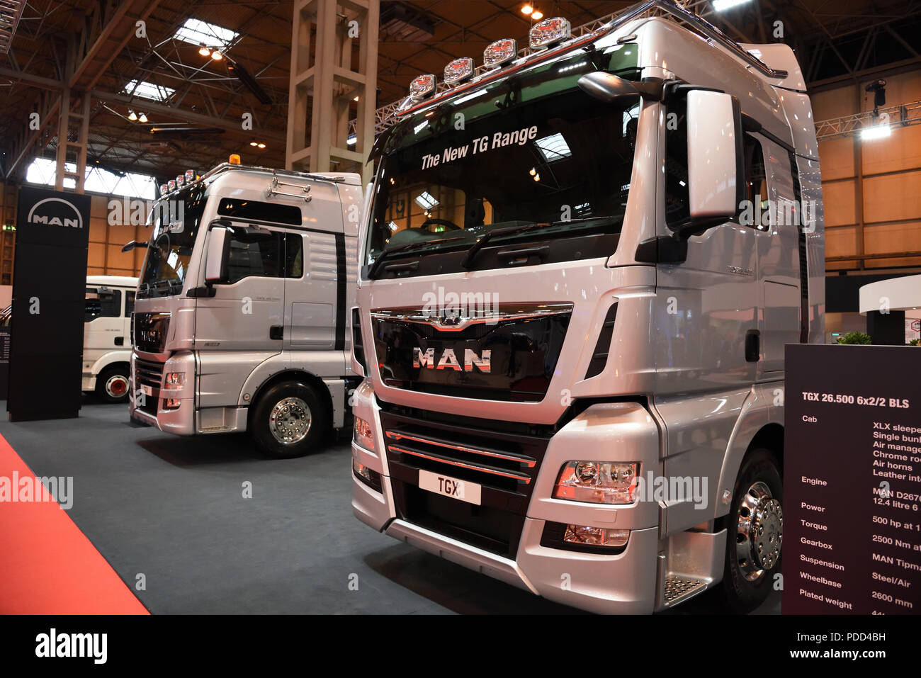 Uomo camion sul display del veicolo commerciale mostra, NEC Foto Stock