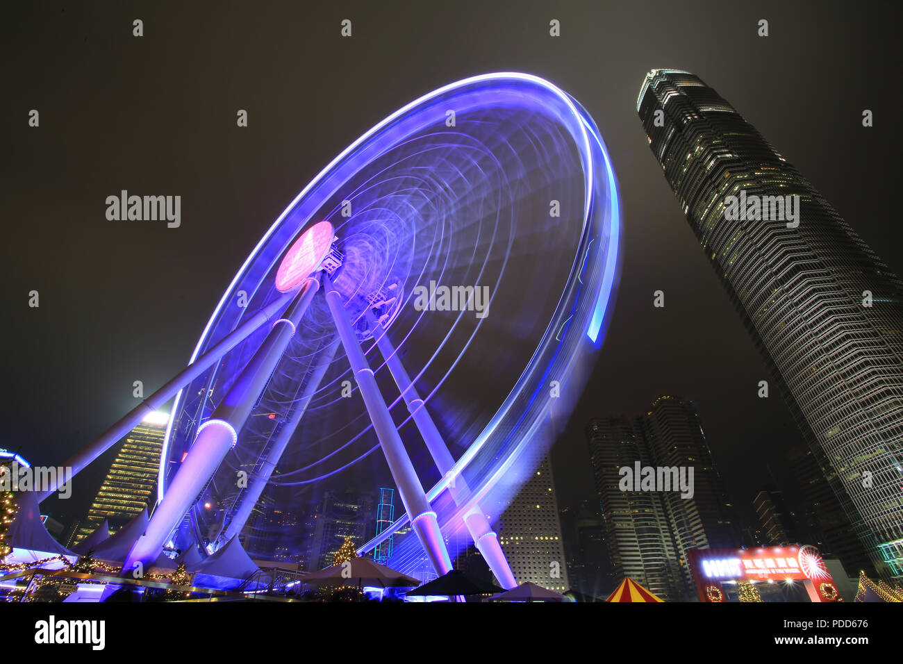Hong kong ruota panoramica Ferris di notte Foto Stock