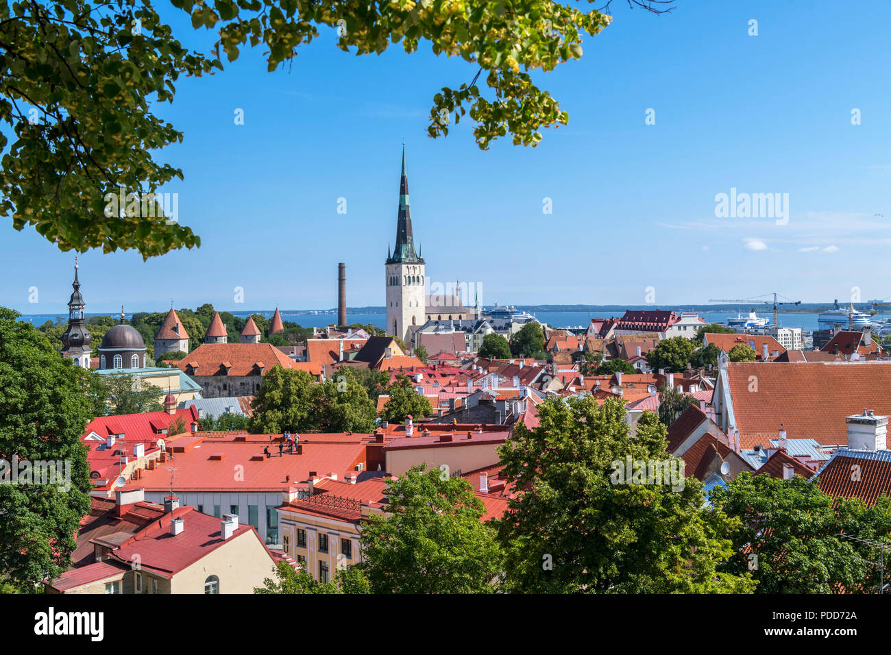 Tallinn, Estonia. Vista sopra la Città Vecchia (Vanalinn) dall'Kohtuotsa Vaatplats (Court Square Belvedere), Tallinn, Estonia Foto Stock