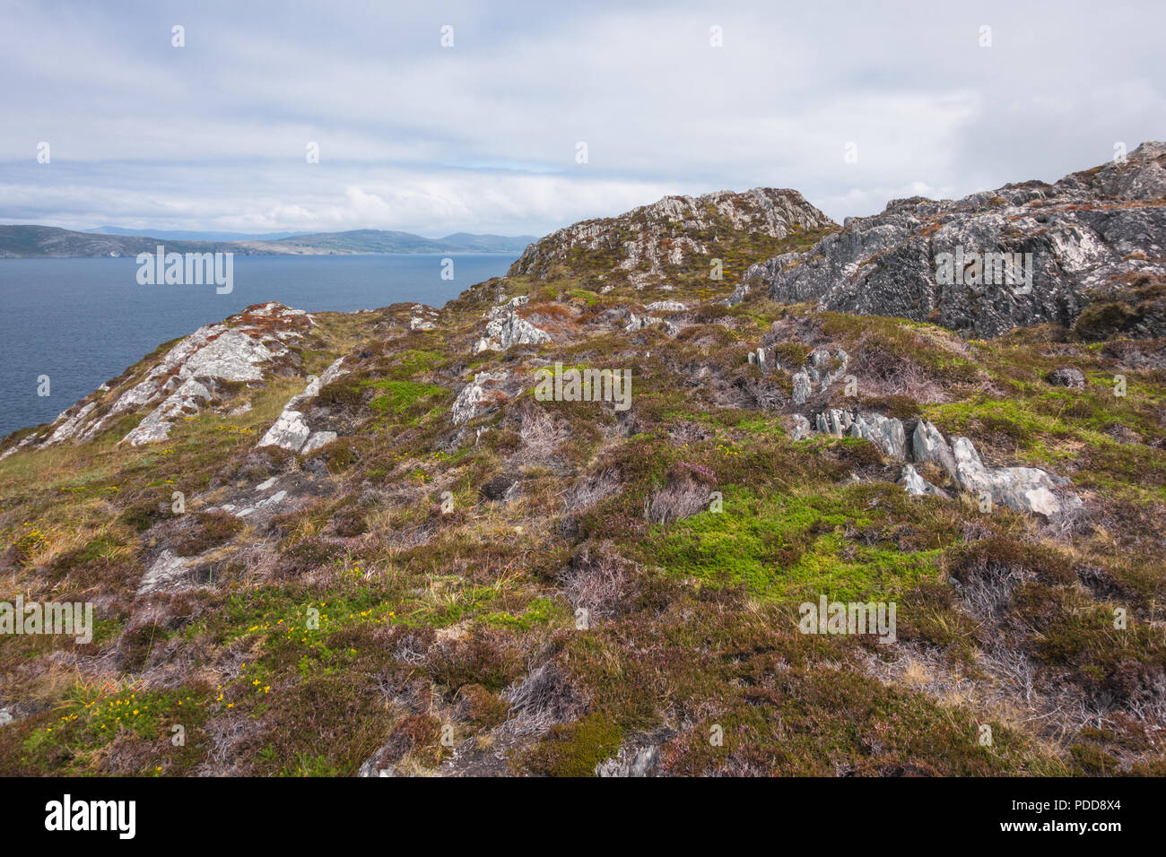 Il paesaggio roccioso vista sulle colline in Irlanda Foto Stock