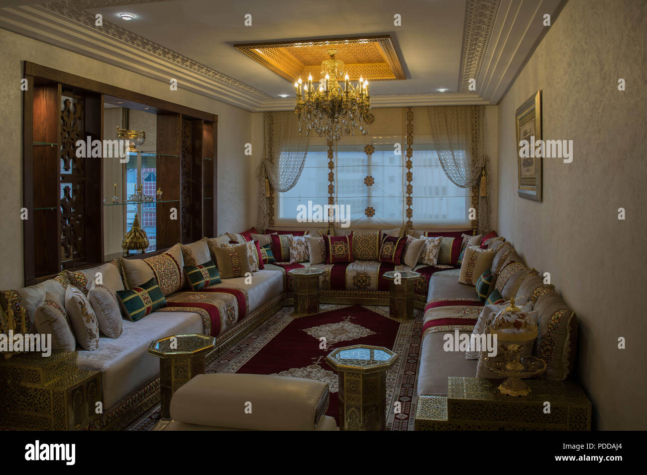 Tradizionale lounge Marocchino Foto Stock