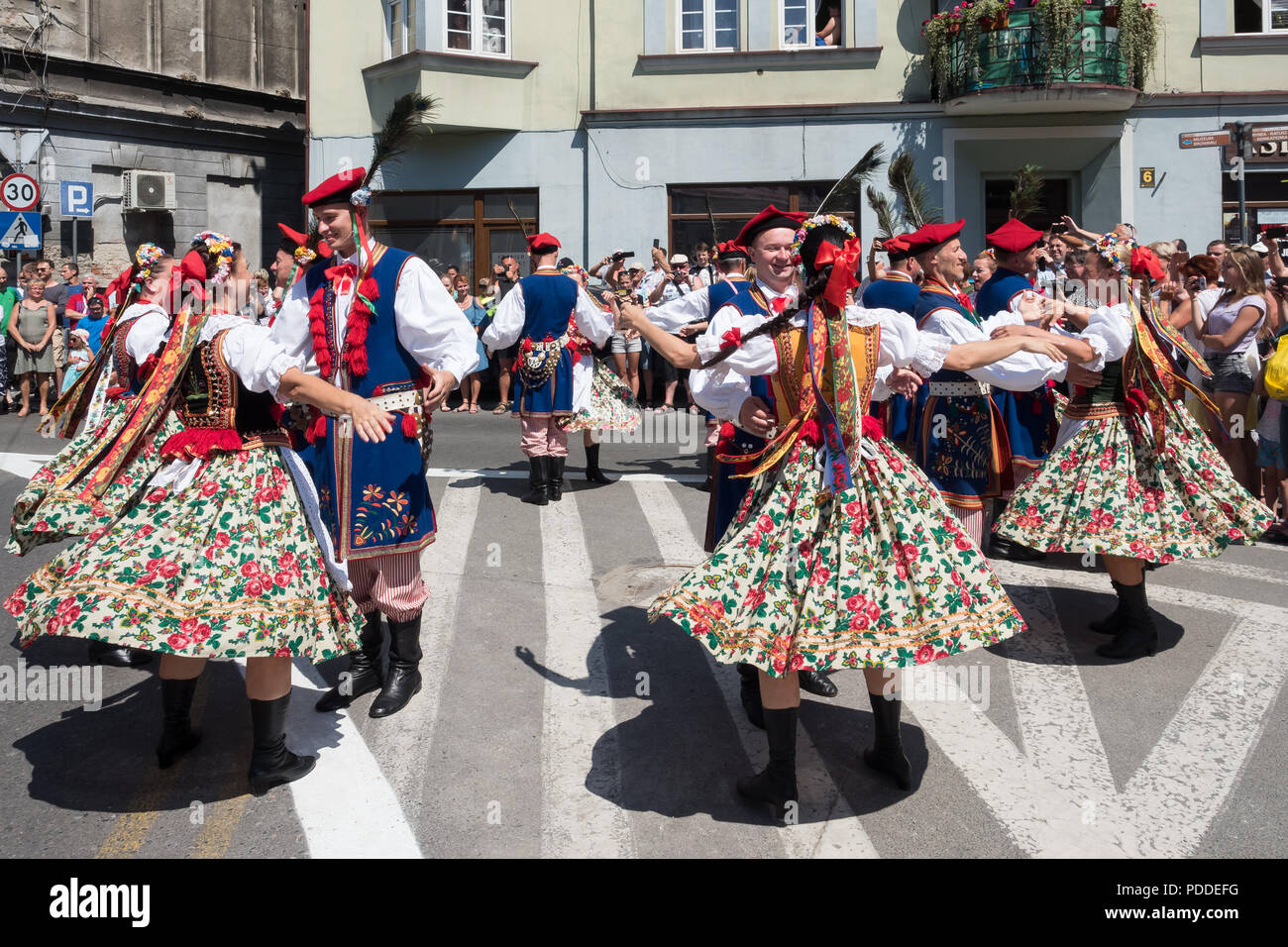 Il cinquantacinquesimo Beskidy Montanari " Settimana della Cultura 29.07- 06.08.2018 . Sfilano per le strade di Żywiec in Polonia 04.08.2018 Foto Stock