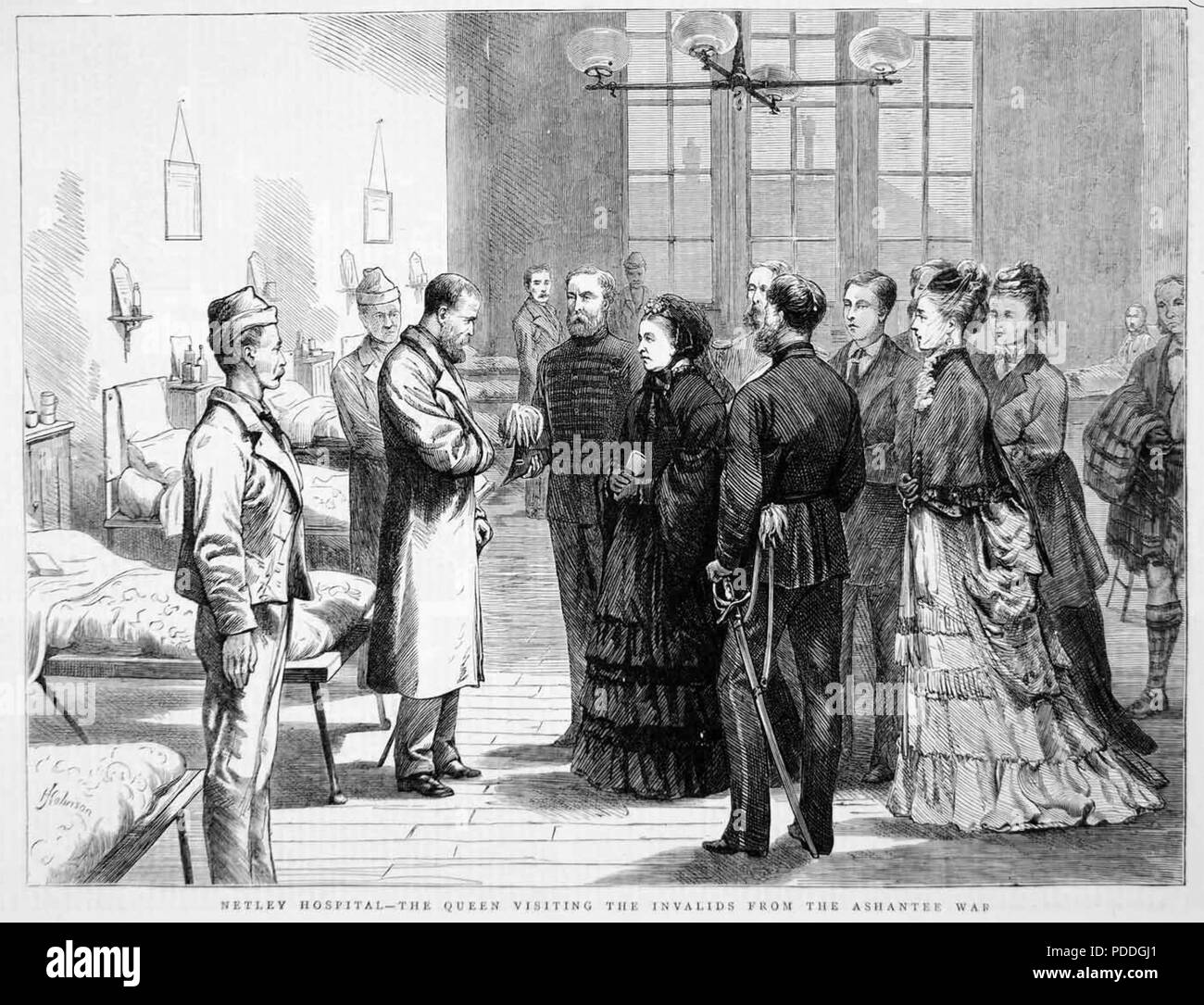 Quarto anglo-ASHANTI GUERRA 1895-1896. La regina Victoria visita il Royal Victoria Netley Ospedale per i soldati feriti. Foto Stock