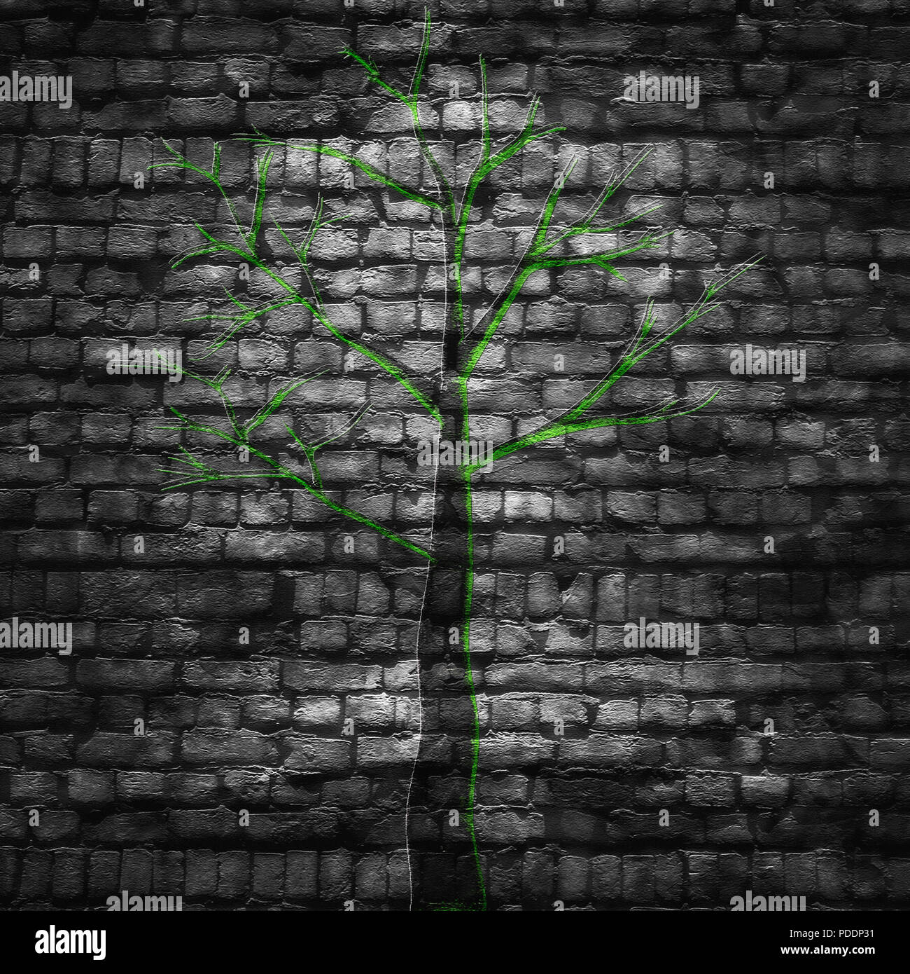 Una illustrazione digitale che illustra alcuni insoliti "Graffiti", che io chiamo "Alley Tree". A volte basta un albero, anche se il suo solo un dipinto di uno su un Foto Stock
