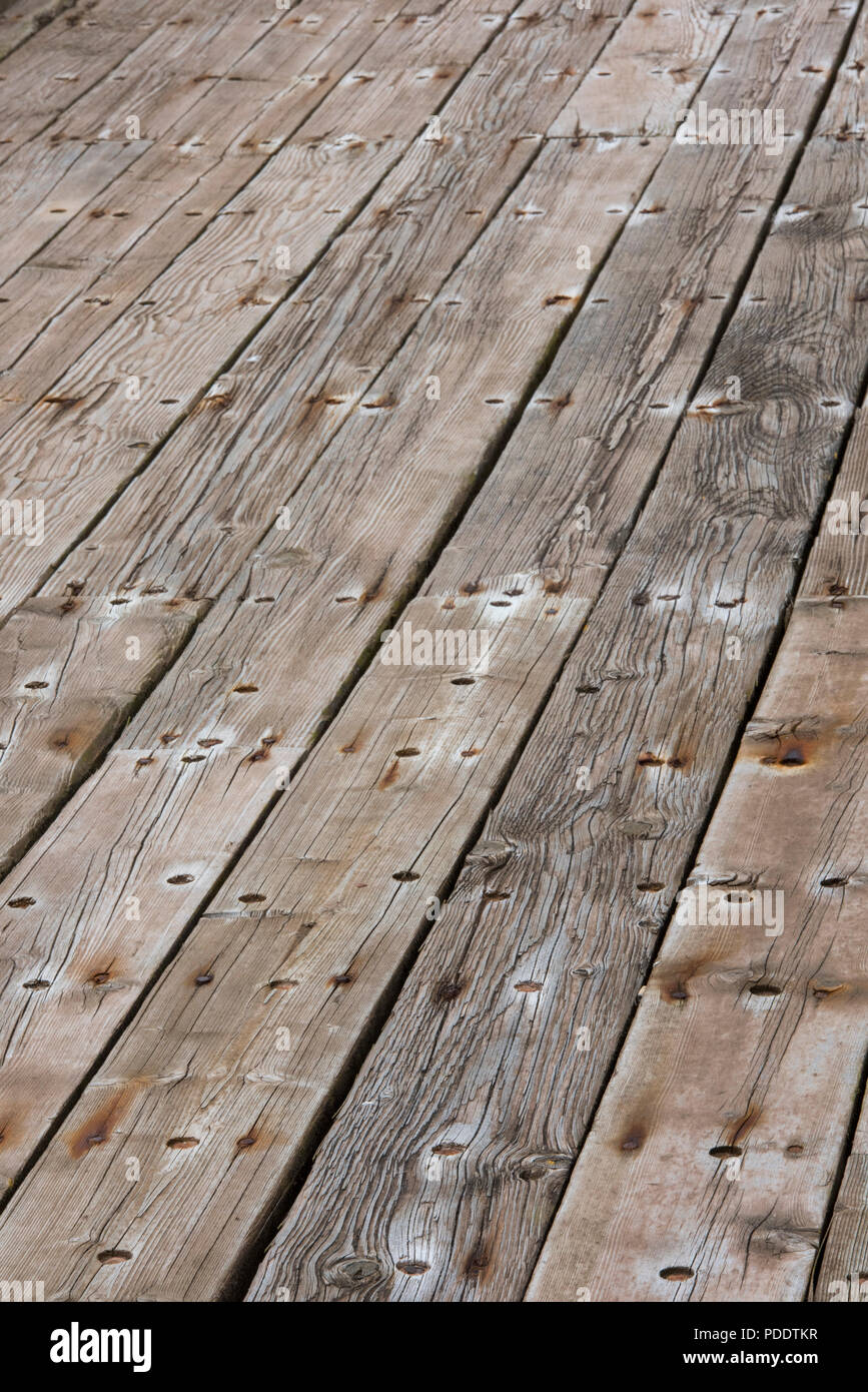 Vecchio assi di legno di close-up abstract di Ponte Tavole Foto