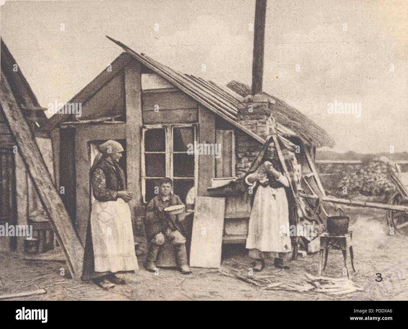 55 BASA-237K-1-361-8-vita a Varsavia e ambienti poiché l'occupazione tedesca. I contadini casa costruita del relitto materiale. Foto Stock