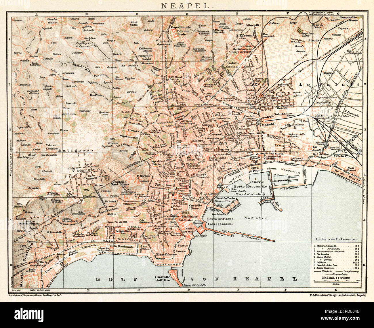 88 Brockhaus Konversationslexikon 14. Auflage - Neapel 1897 Foto Stock